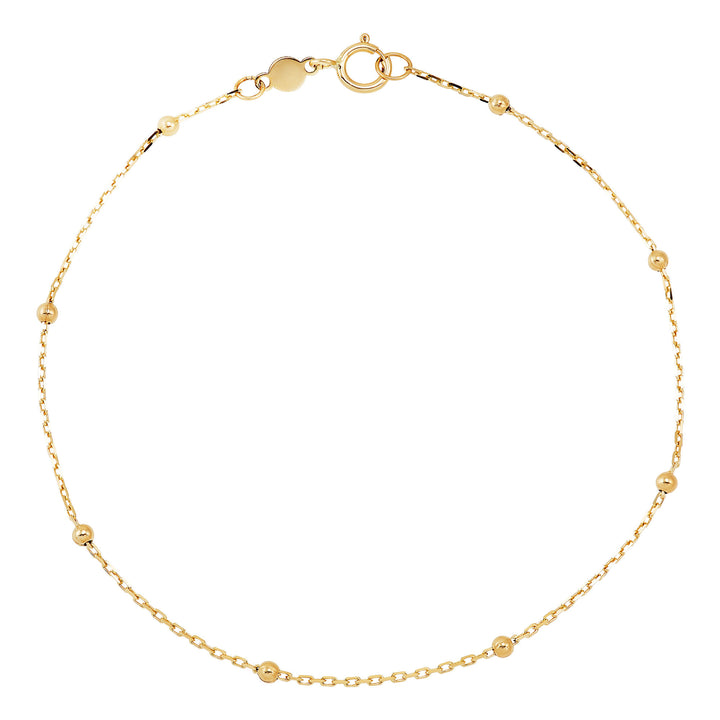 Bead Station Bracelet in 14K Yellow Gold, 2MM, 7.25”