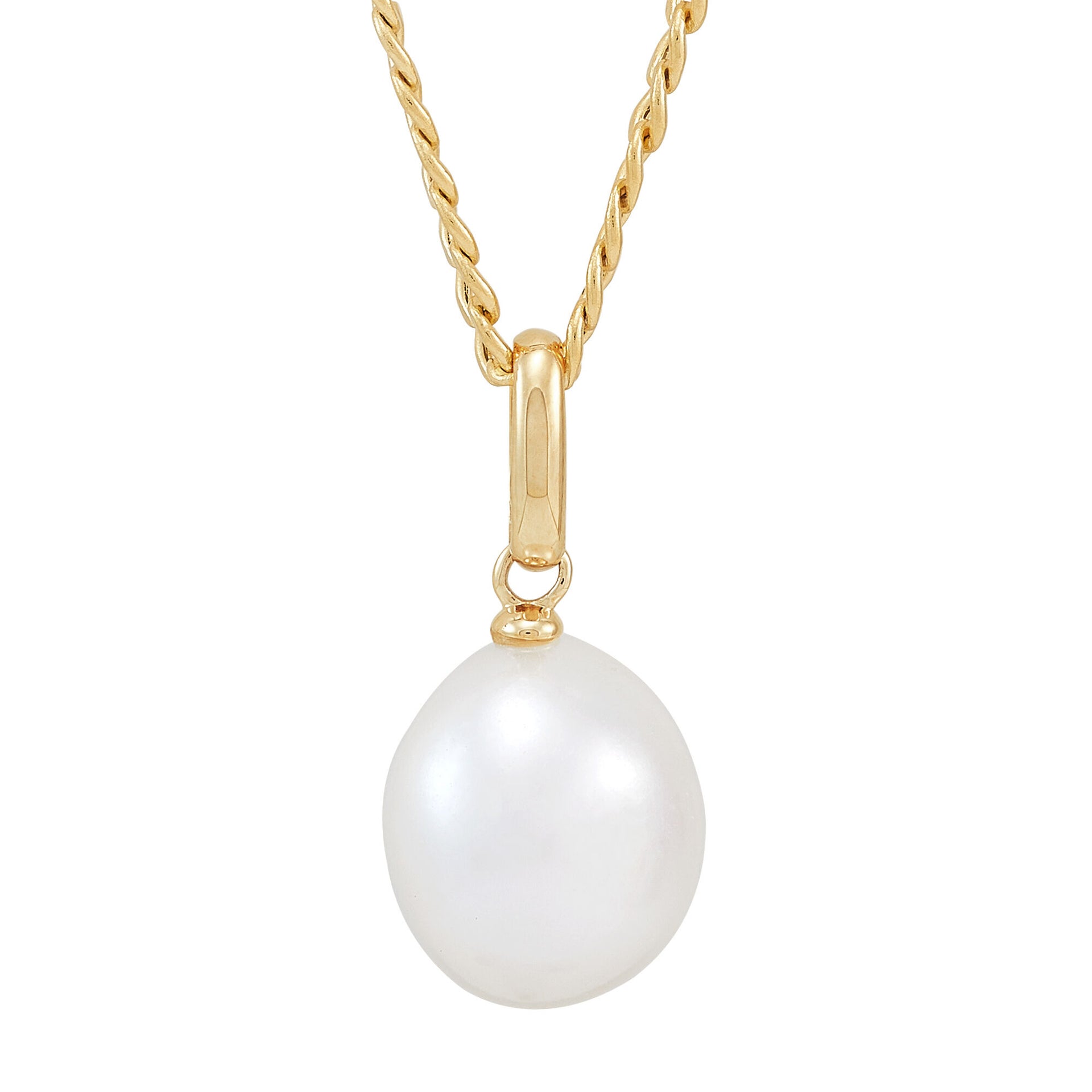 Cultured Freshwater Pearl Drop Pendant in 10K Yellow Gold