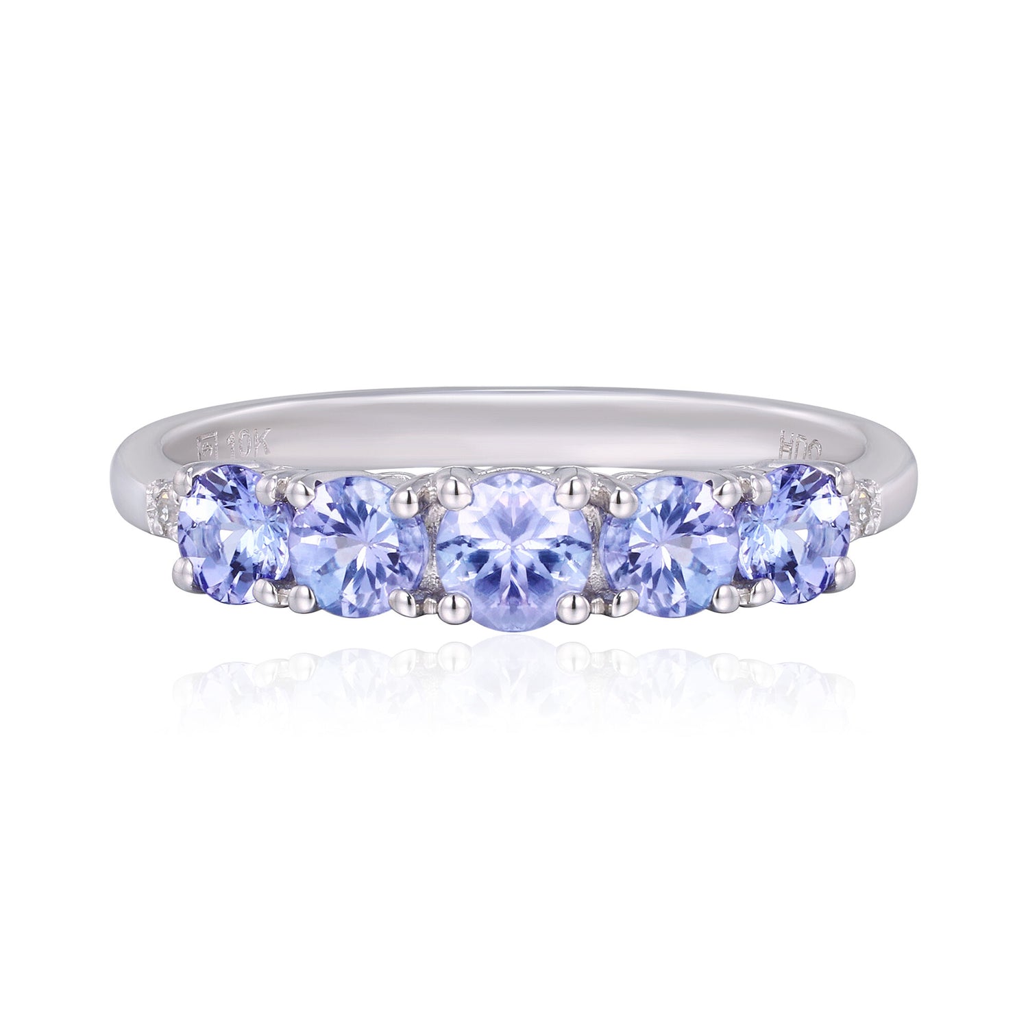 Tanzanite Ring with Diamond Accents in 10K White Gold