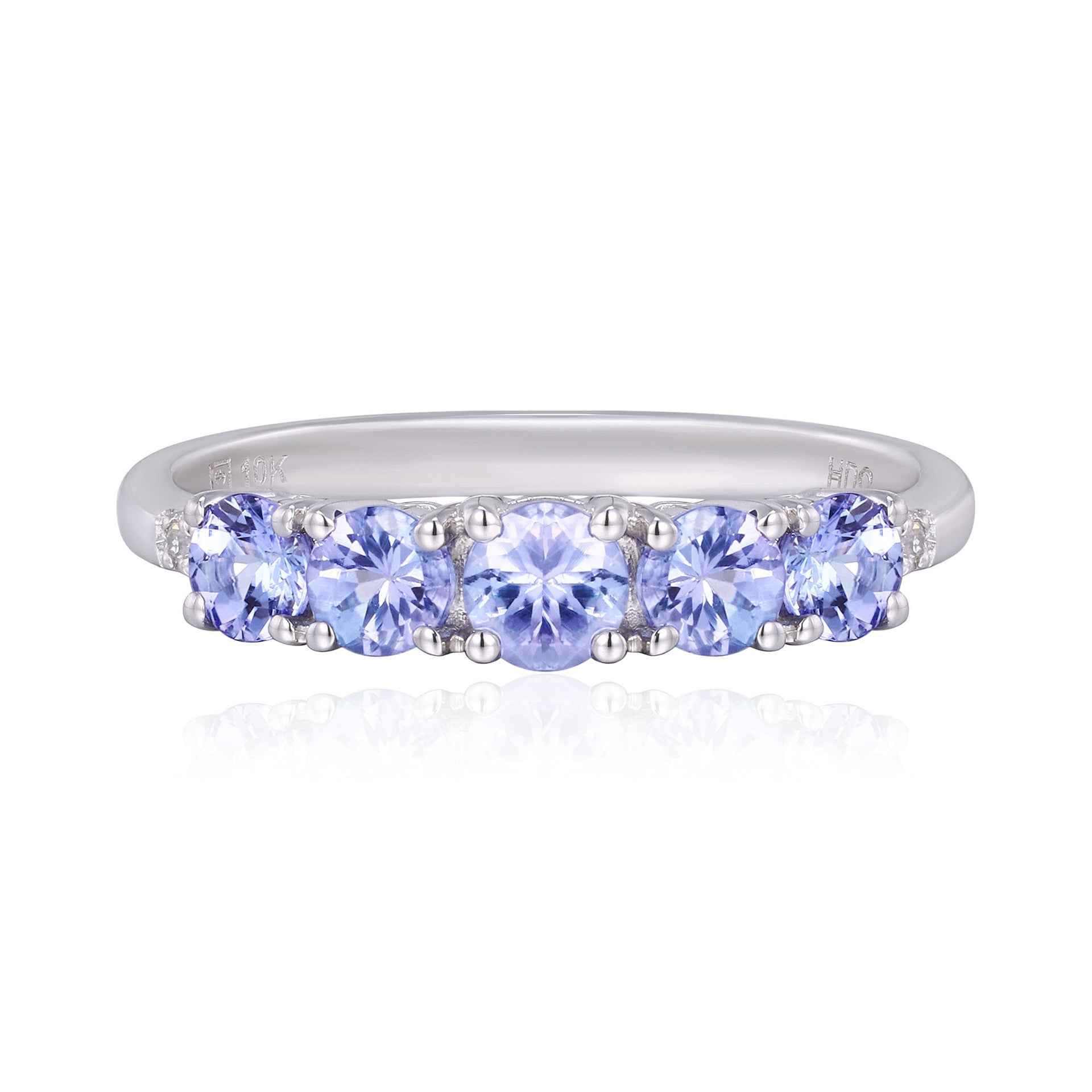 Tanzanite Ring with Diamond Accents in 10K White Gold