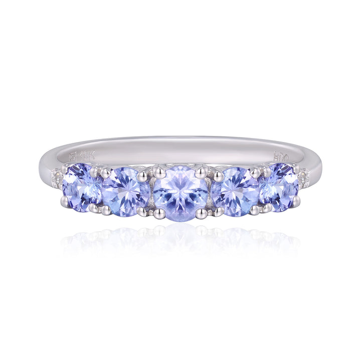 Tanzanite Ring with Diamond Accents in 10K White Gold
