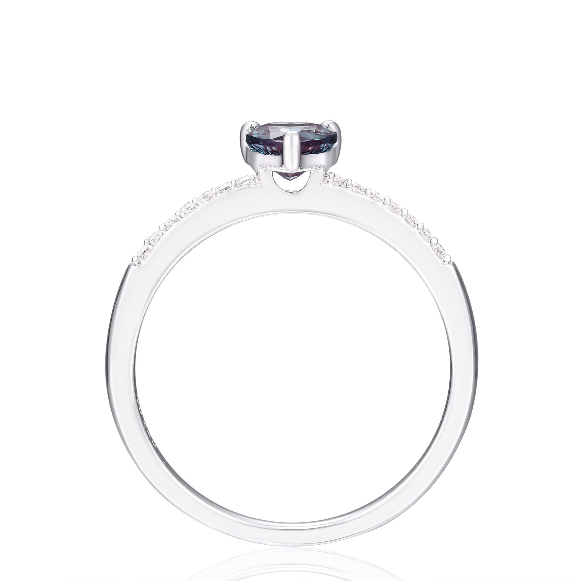 Lab-Created Alexandrite Heart Ring with Lab-Created White Sapphires in Sterling Silver