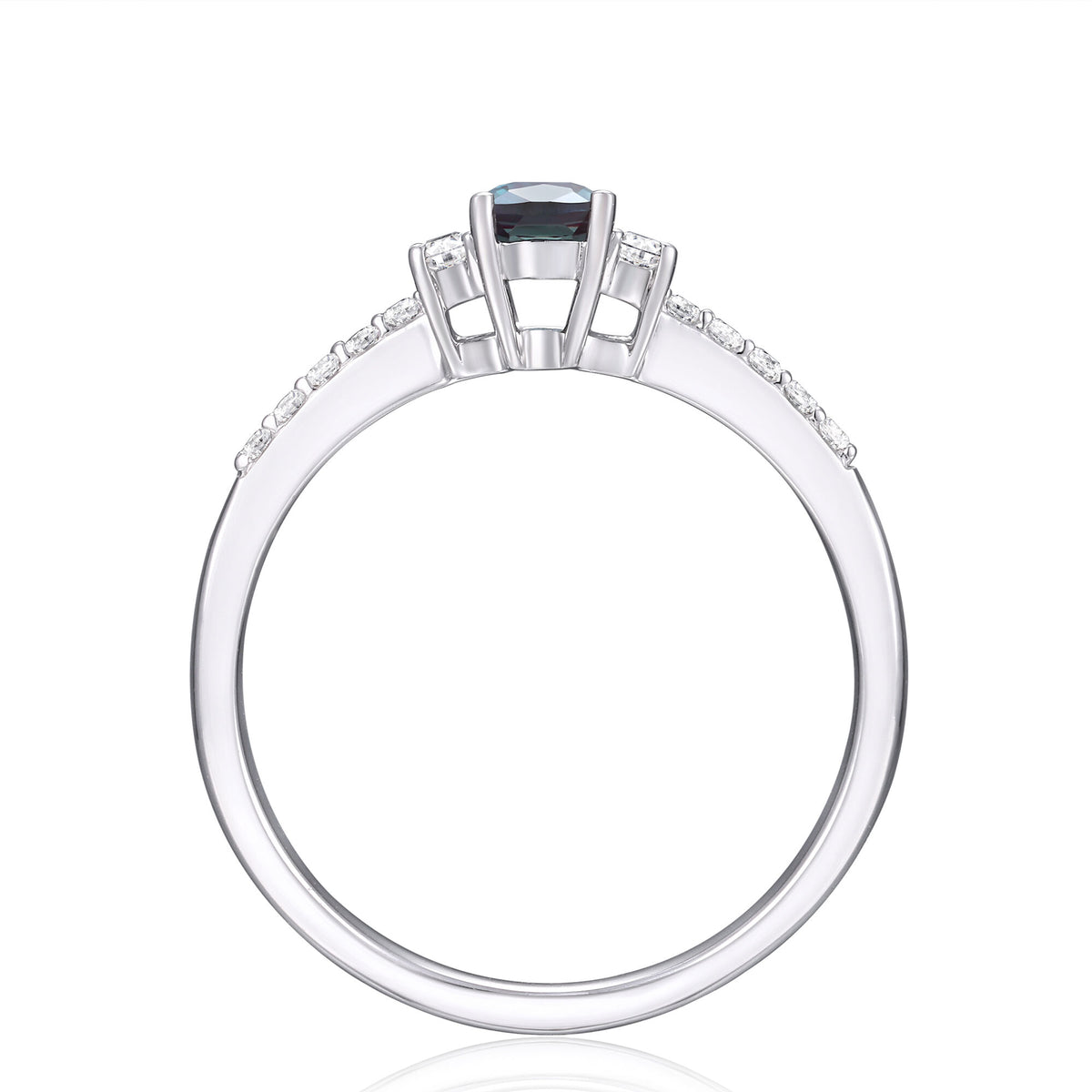 Lab-Created Alexandrite and Lab-Created White Sapphire Ring in 10K White Gold