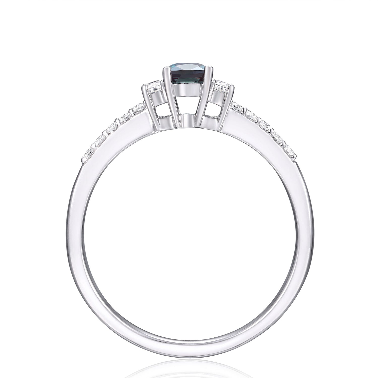 Lab-Created Alexandrite and Lab-Created White Sapphire Ring in 10K White Gold