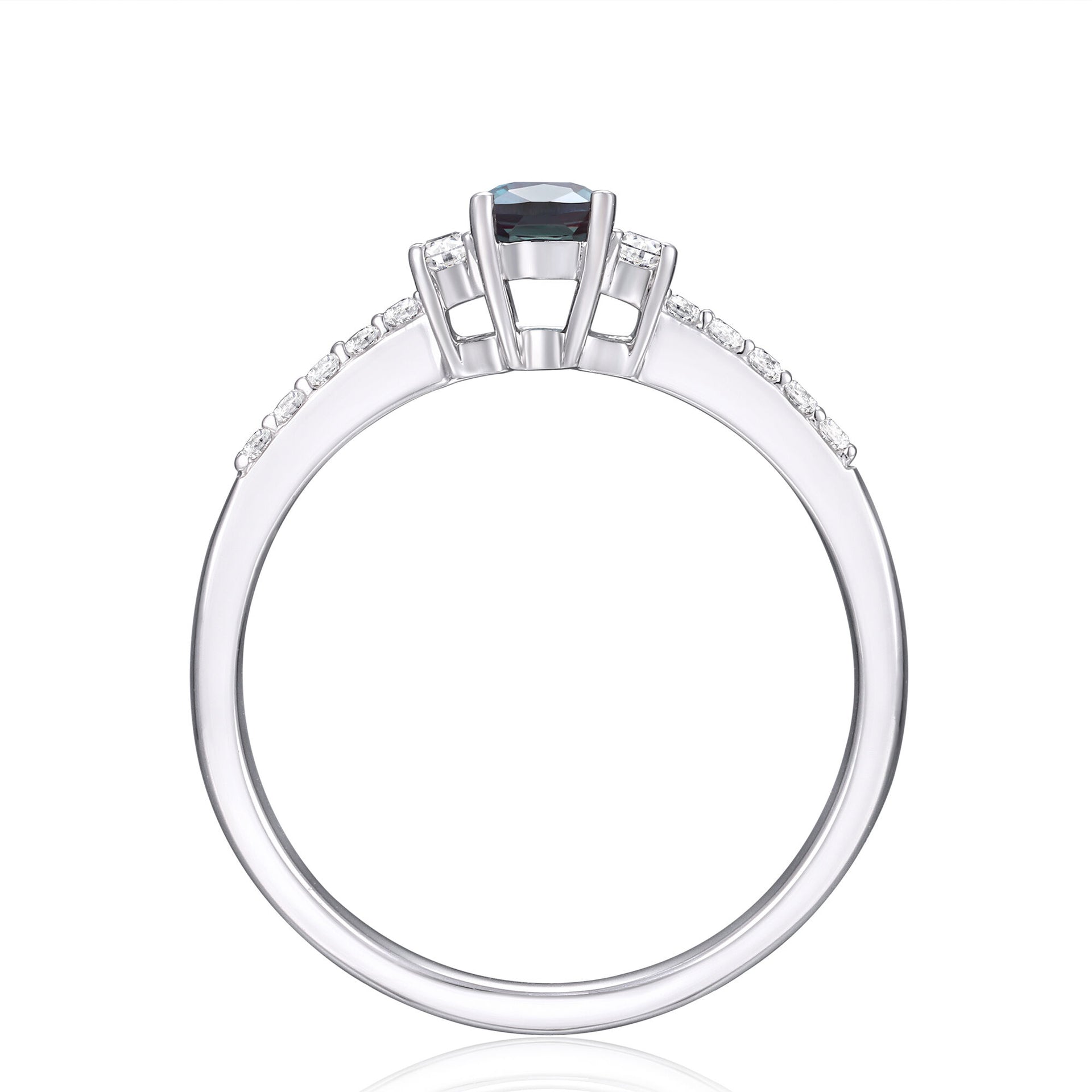 Lab-Created Alexandrite and Lab-Created White Sapphire Ring in 10K White Gold