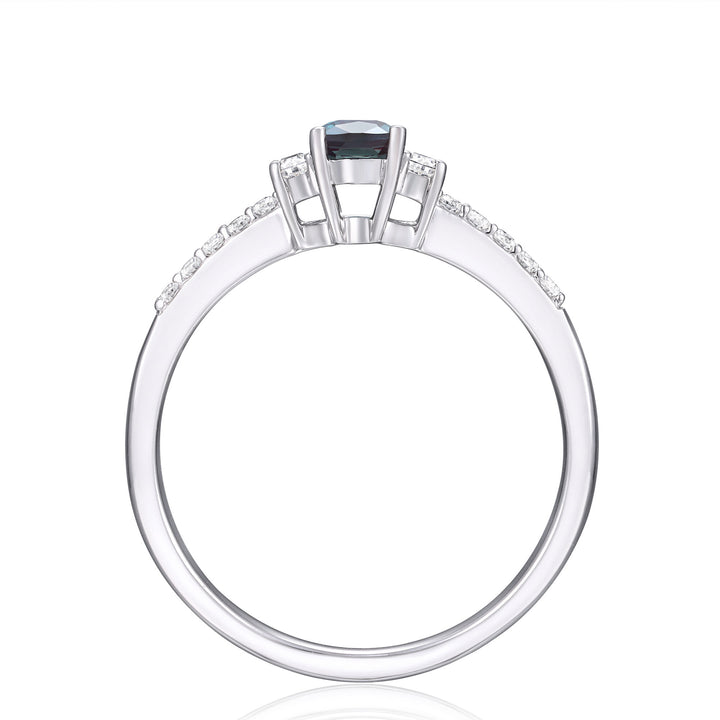 Lab-Created Alexandrite and Lab-Created White Sapphire Ring in 10K White Gold