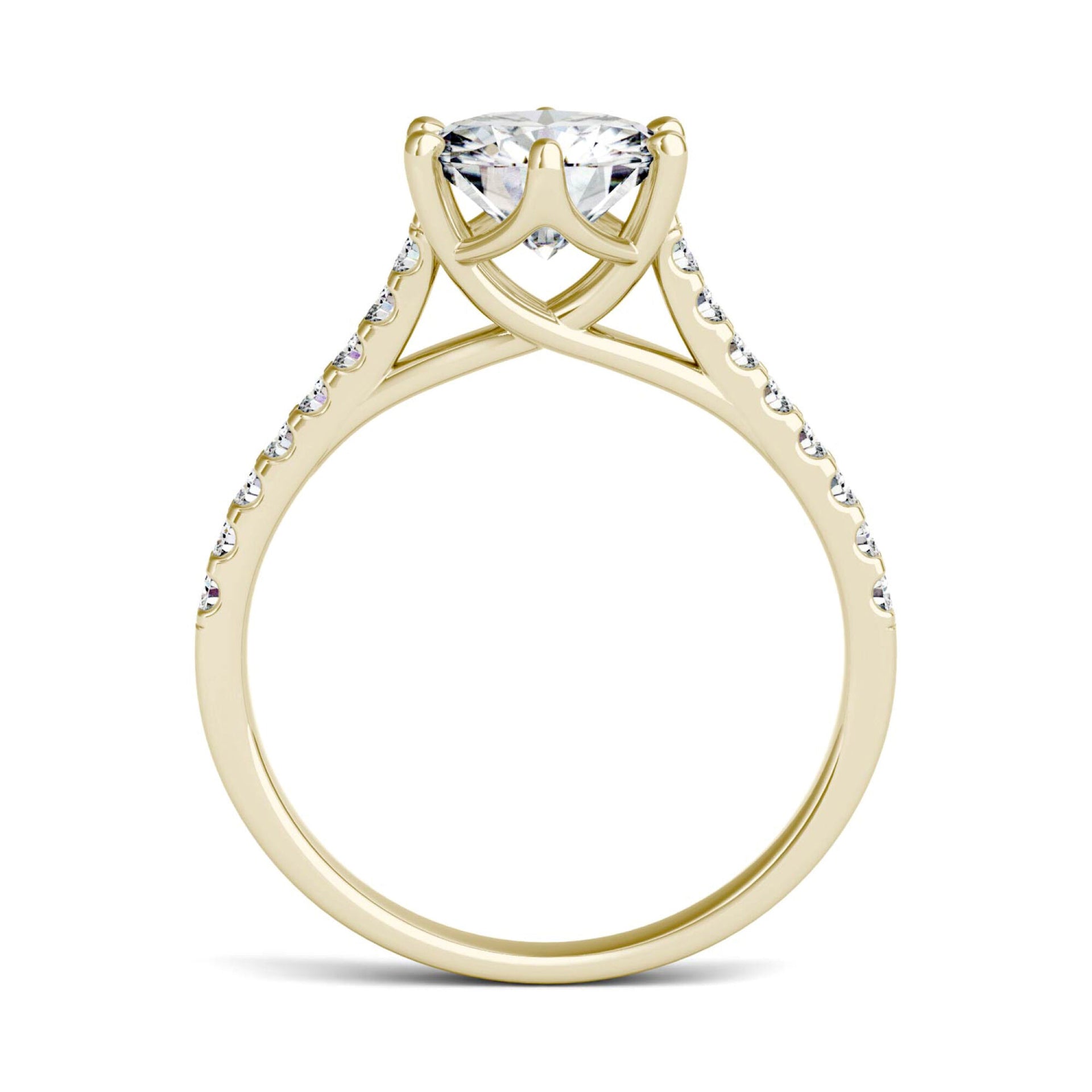 Lab-Created Moissanite Engagement Ring in 14K Yellow Gold (1-3/4 ct. dew)