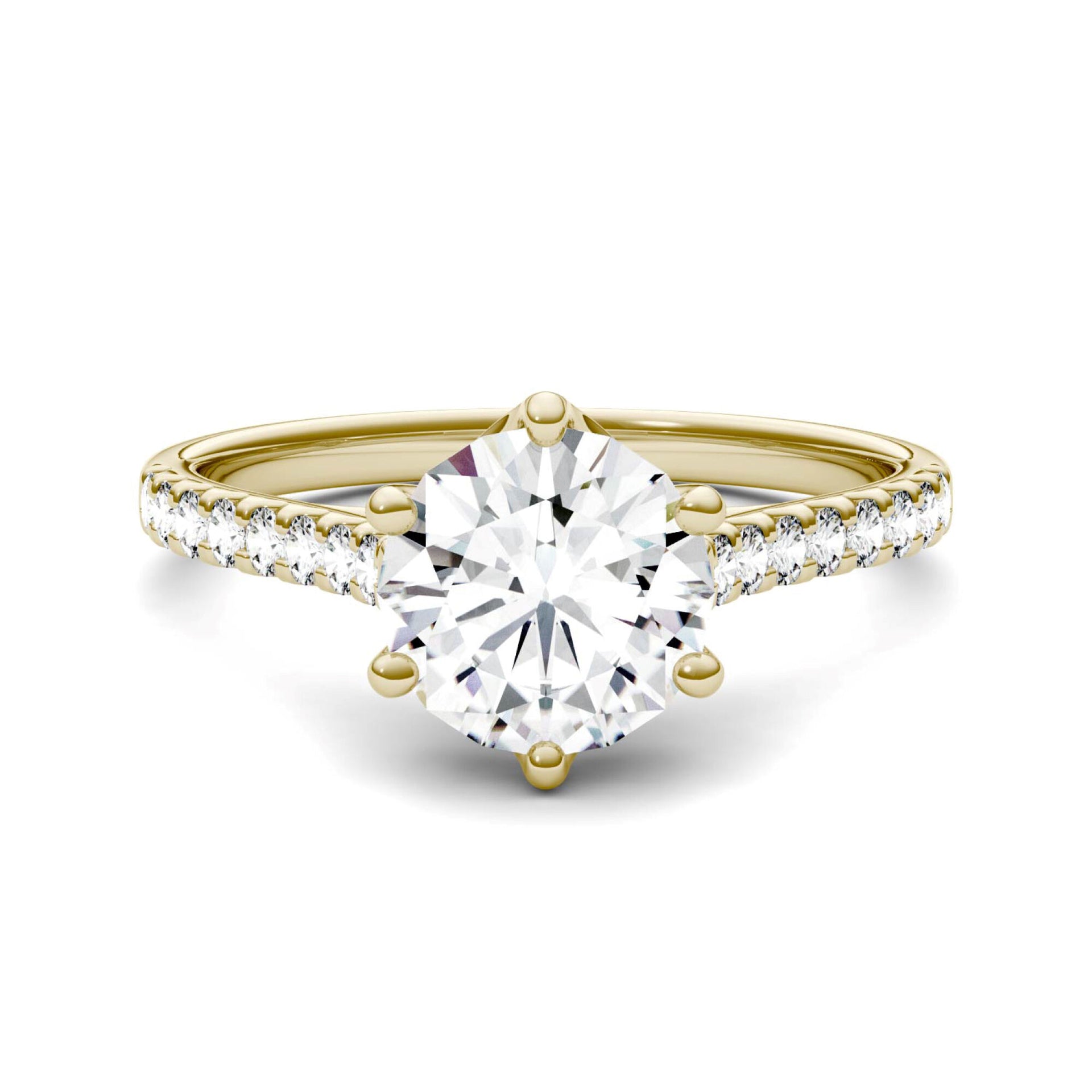 Lab-Created Moissanite Engagement Ring in 14K Yellow Gold (1-3/4 ct. dew)