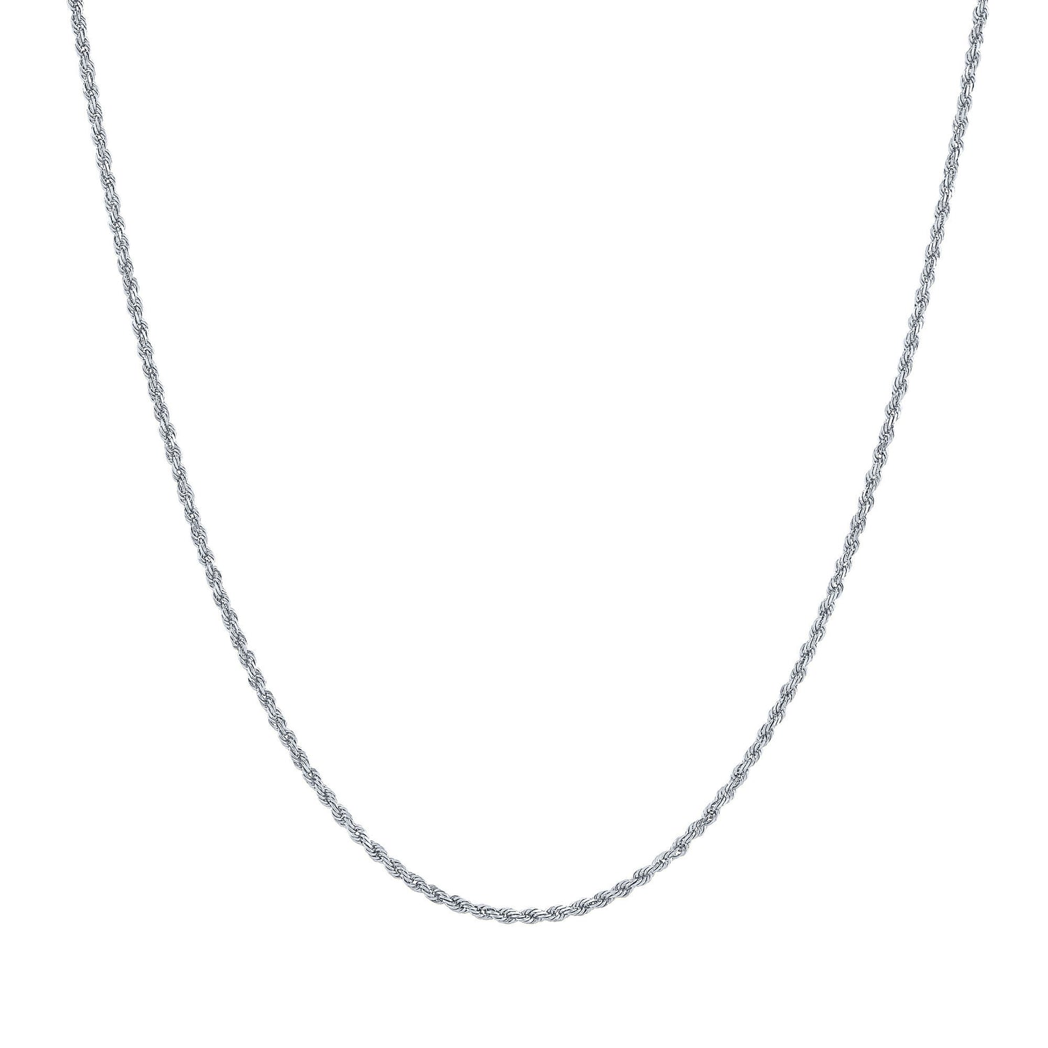 Solid Glitter Rope Chain in 14K White Gold, 1.6MM, 18"