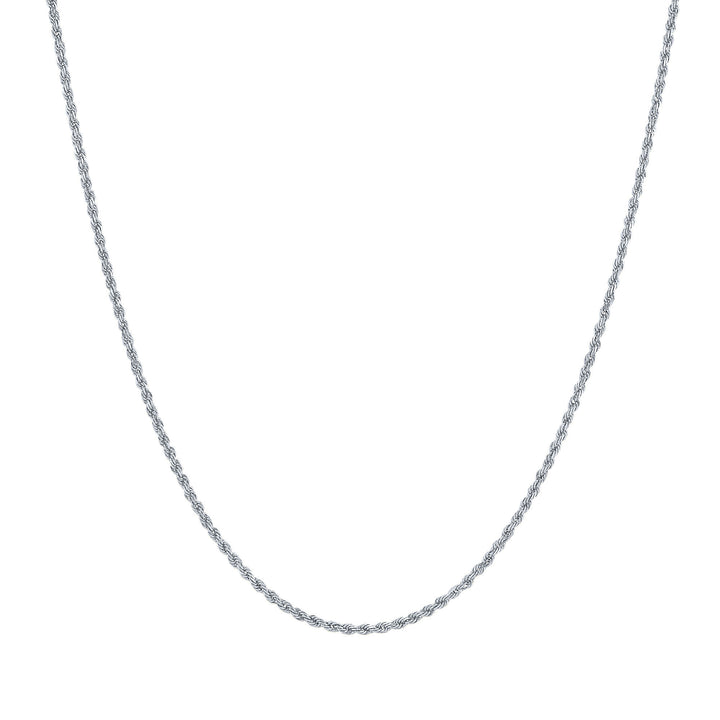 Solid Glitter Rope Chain in 14K White Gold, 1.6MM, 18"