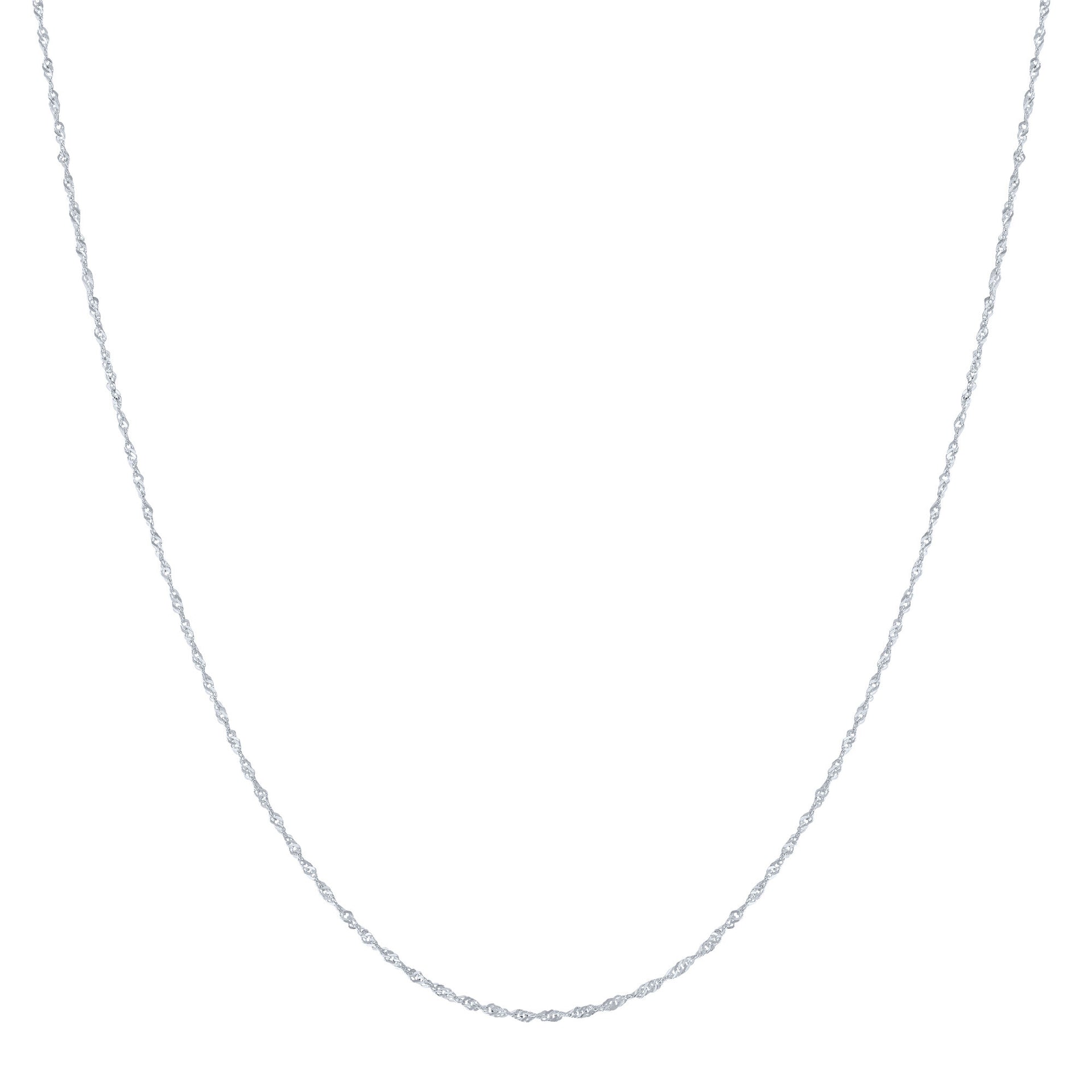Solid Singapore Chain in 14K White Gold, 1.3MM, 18"
