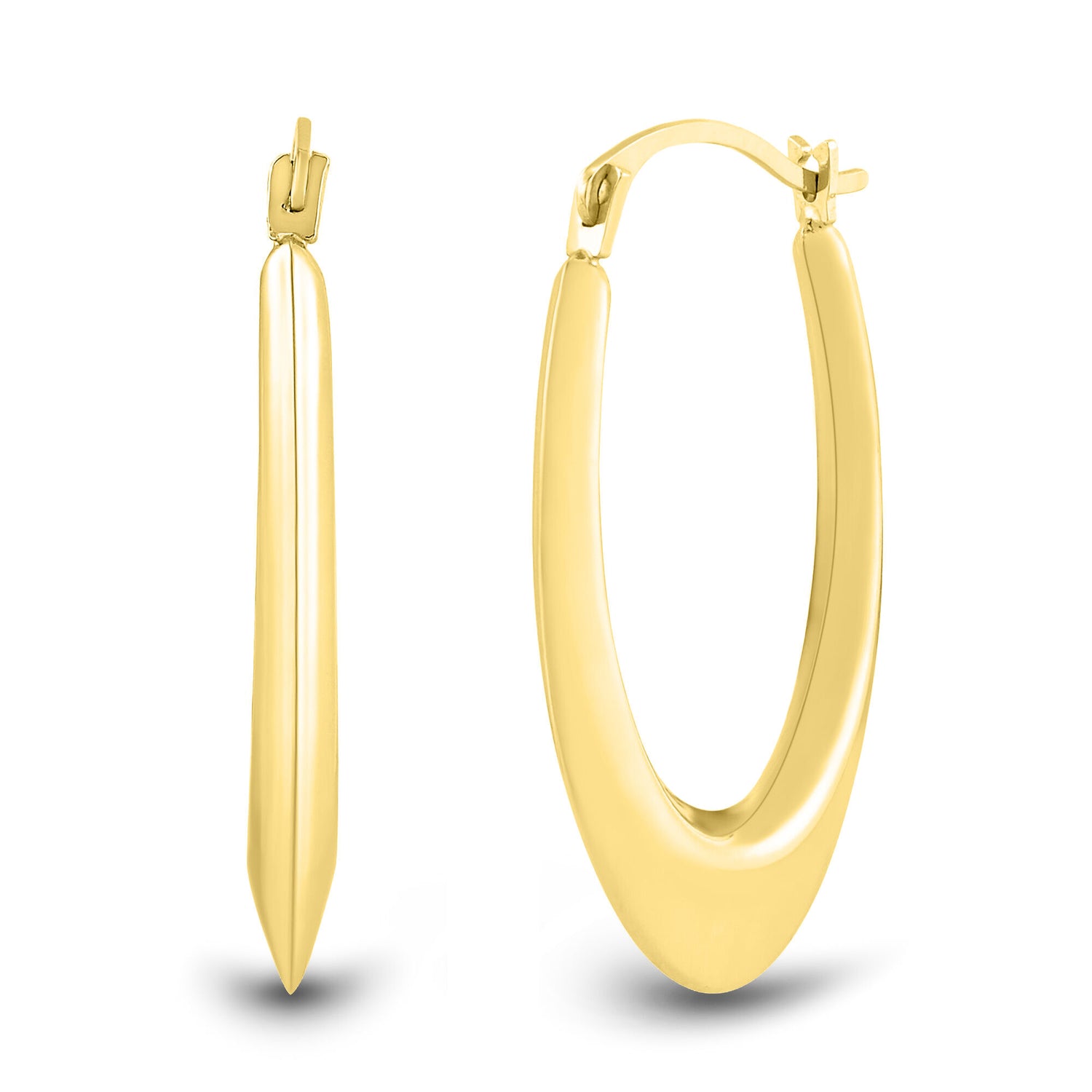Graduated Oval Hoop Earrings in 14K Yellow Gold