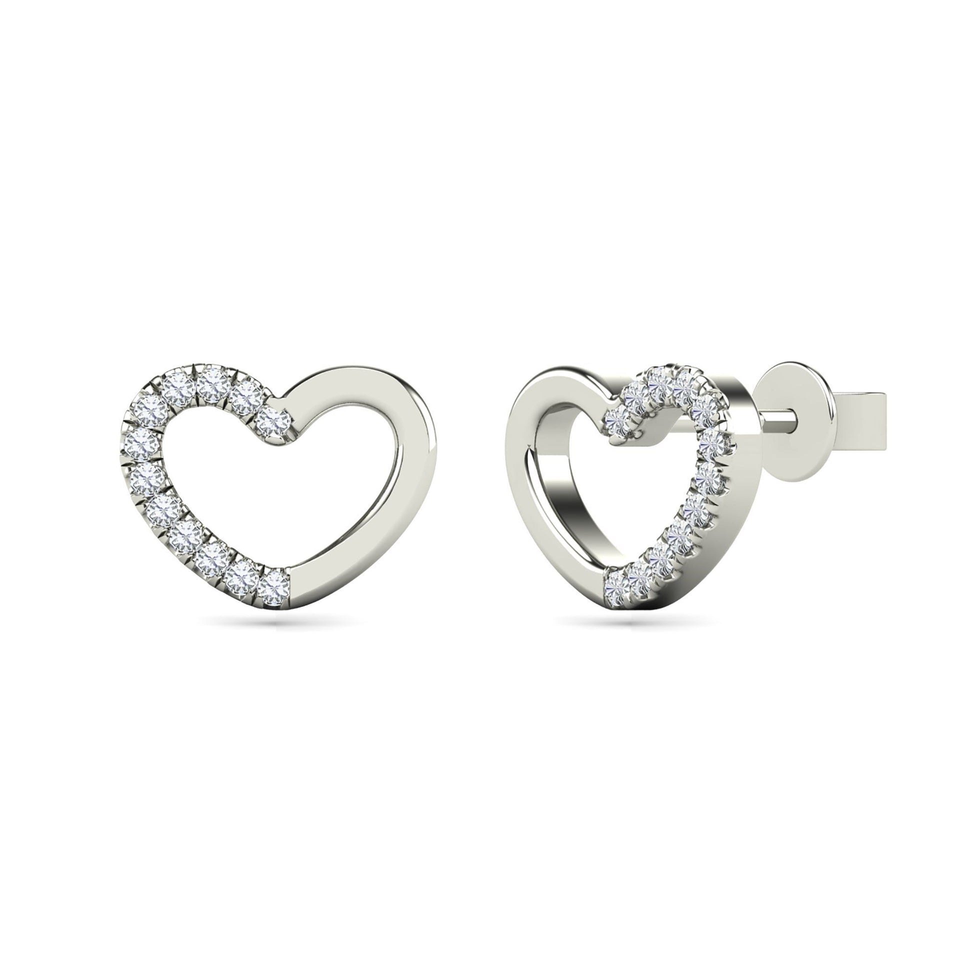 Diamond Accent Heart Earrings in 14K White Gold