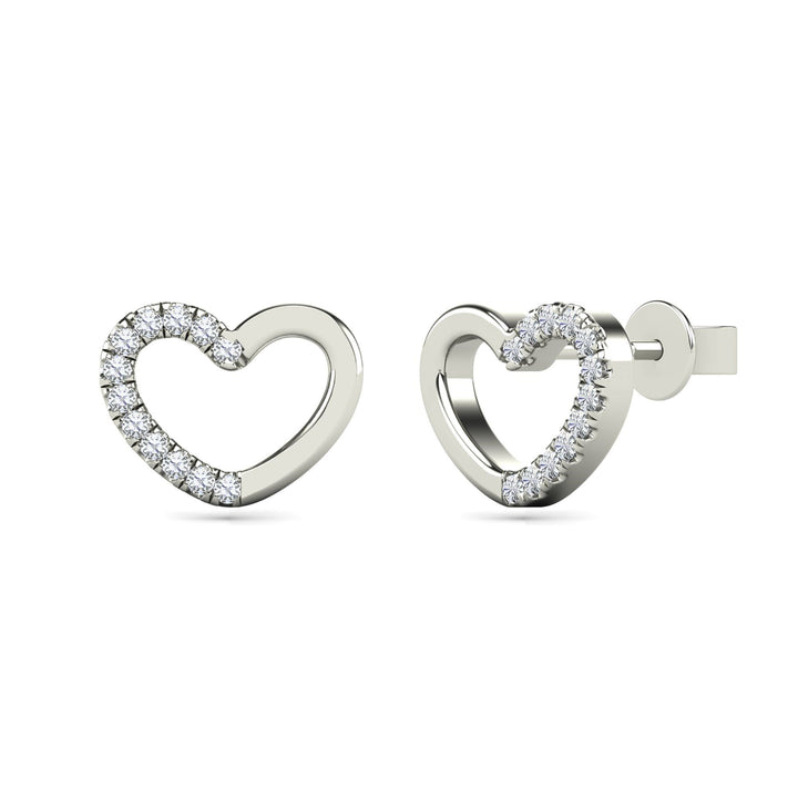 Diamond Accent Heart Earrings in 14K White Gold
