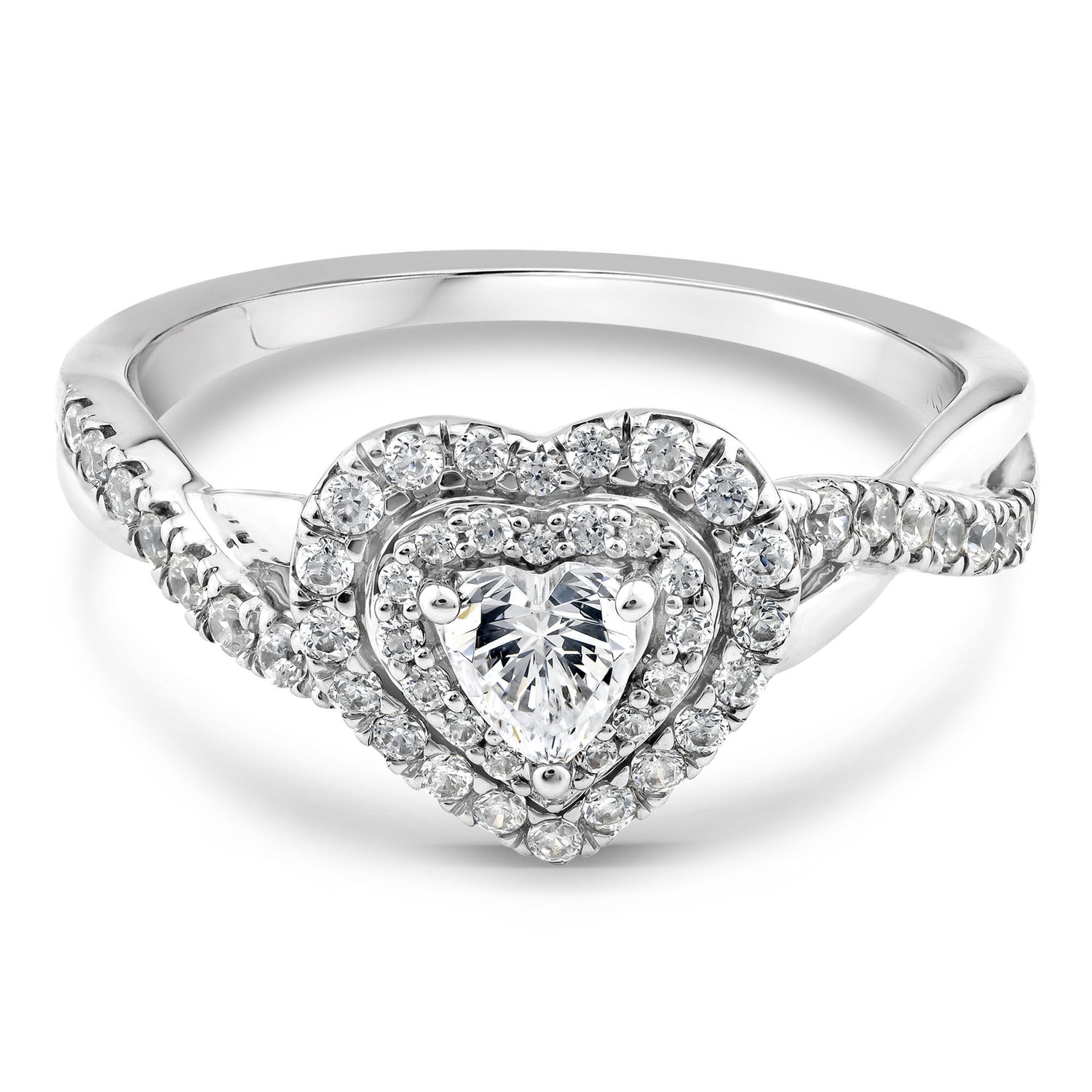 Diamond Heart-Shaped Halo Ring in 14K White Gold (5/8 ct. tw.)