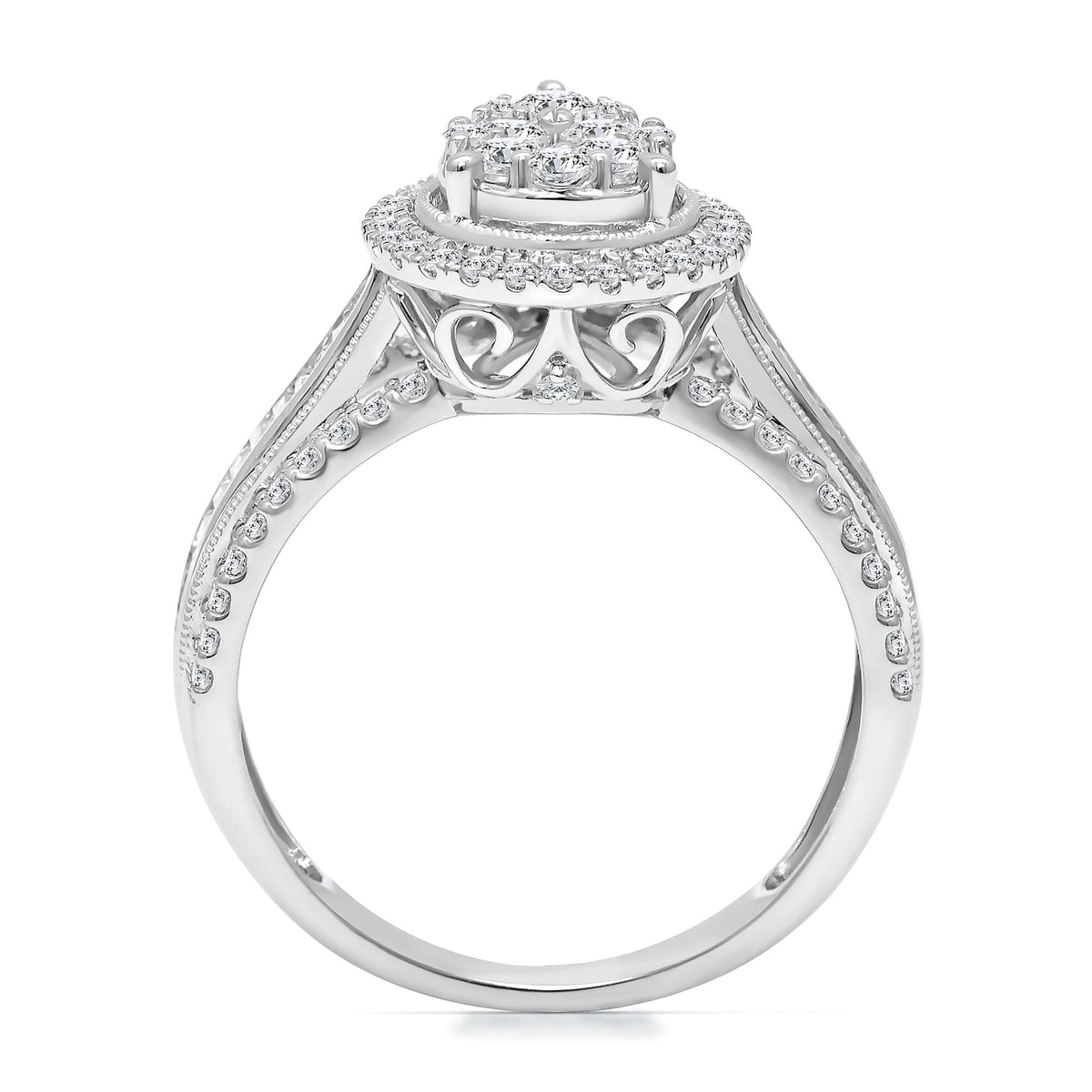 Diamond Composite Pear-Shaped Engagement Ring in 10K White Gold (1 ct. tw.)