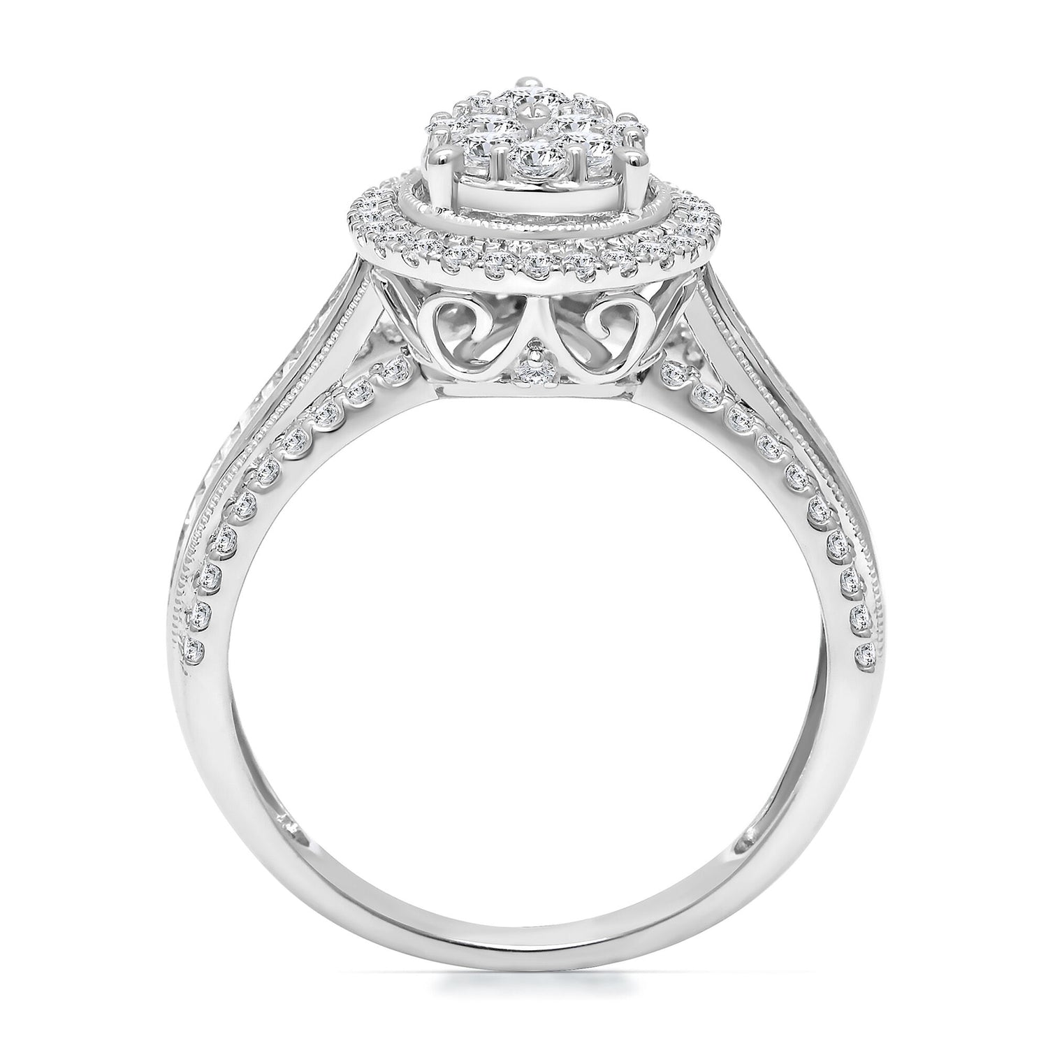 Diamond Composite Pear-Shaped Engagement Ring in 10K White Gold (1 ct. tw.)