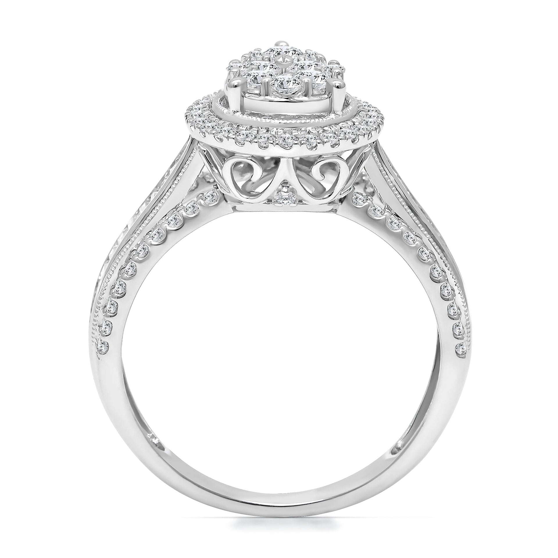 Diamond Composite Pear-Shaped Engagement Ring in 10K White Gold (1 ct. tw.)