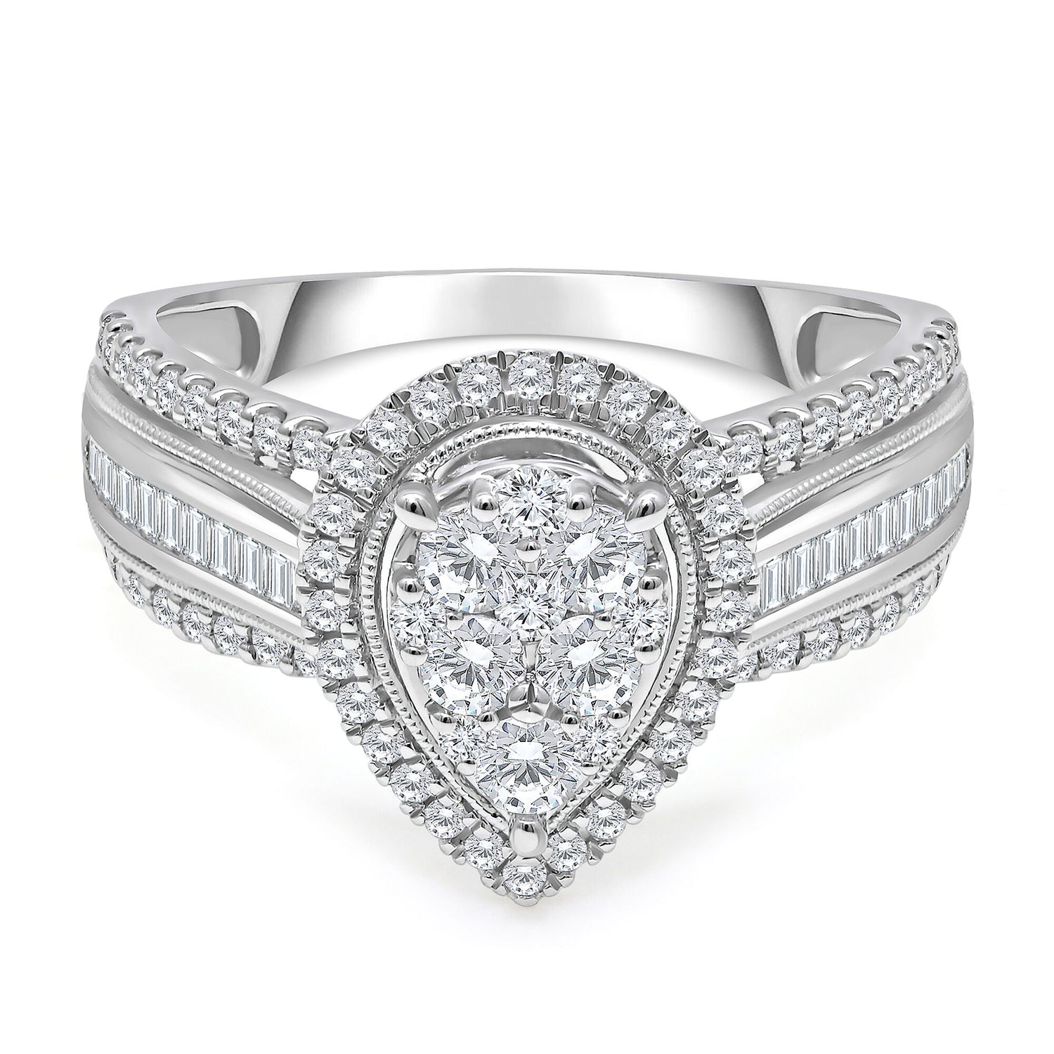 Diamond Composite Pear-Shaped Engagement Ring in 10K White Gold (1 ct. tw.)