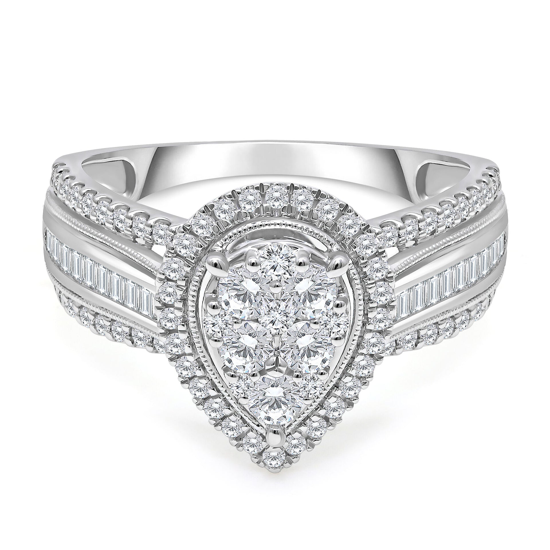 Diamond Composite Pear-Shaped Engagement Ring in 10K White Gold (1 ct. tw.)