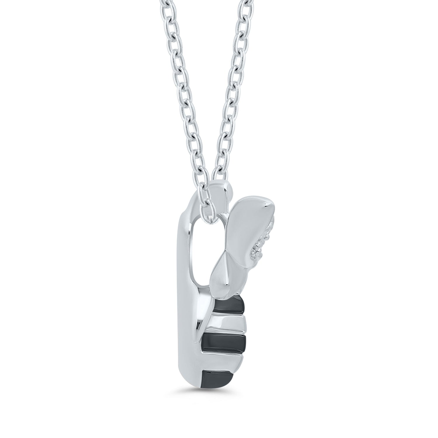Bee Pendant with Diamond Accents in Sterling Silver