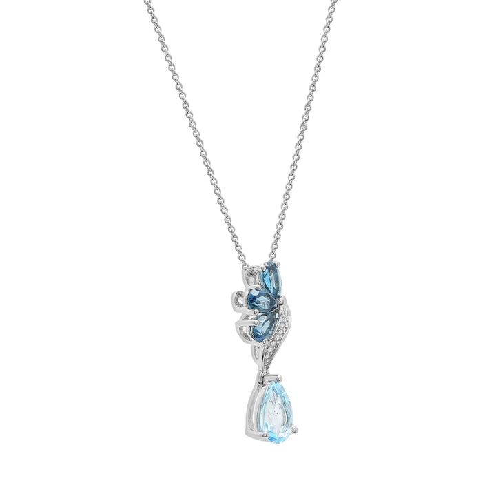 Blue Topaz and Diamond Accent Pendant in Sterling Silver