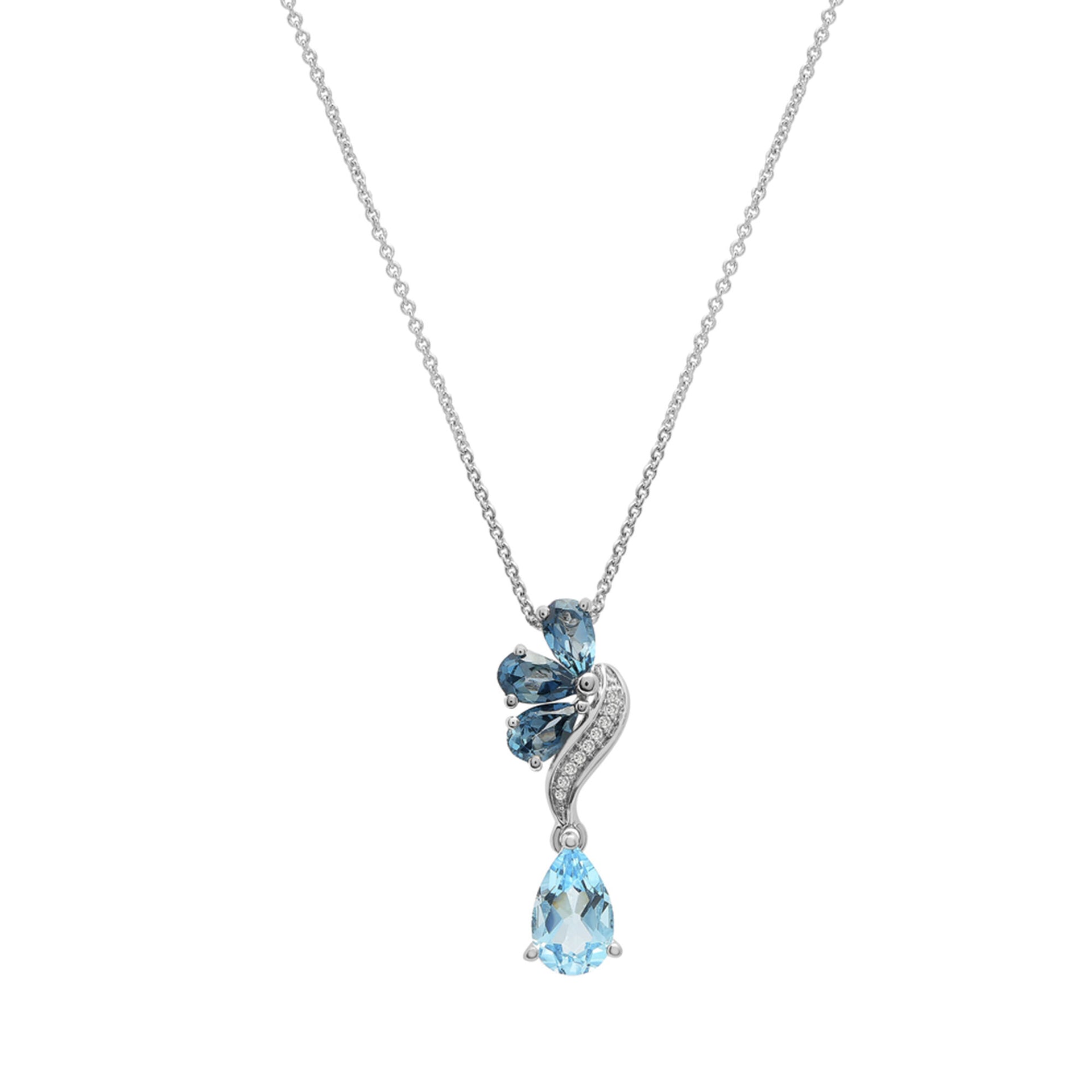 Blue Topaz and Diamond Accent Pendant in Sterling Silver
