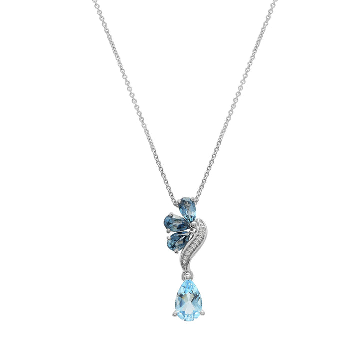 Blue Topaz and Diamond Accent Pendant in Sterling Silver