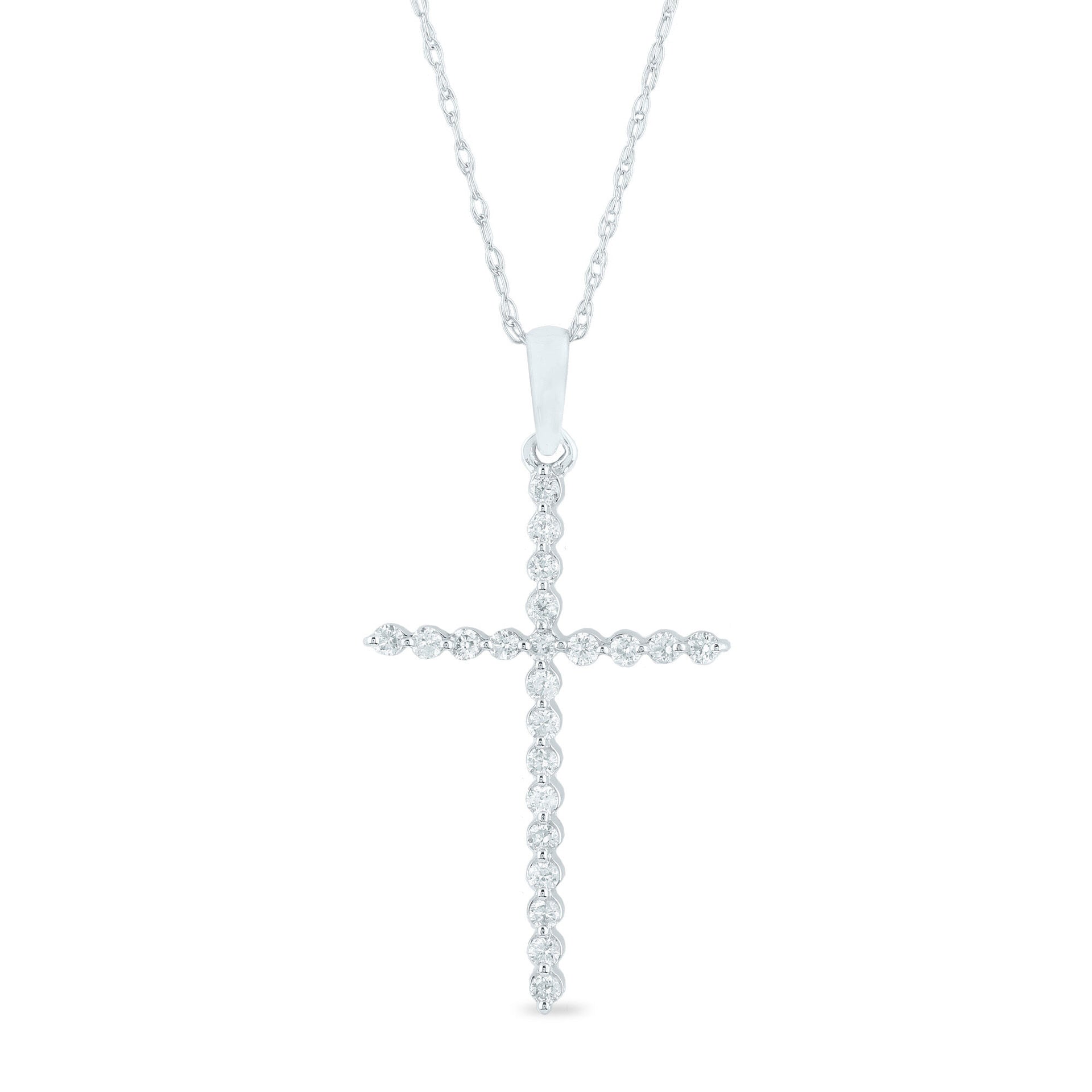 Diamond Cross Pendant in 14K White Gold (1/5 ct. tw.)