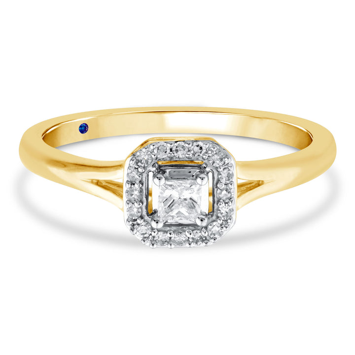 Diamond and Blue Sapphire Promise Ring in 10K Yellow Gold (1/7 ct. tw.)