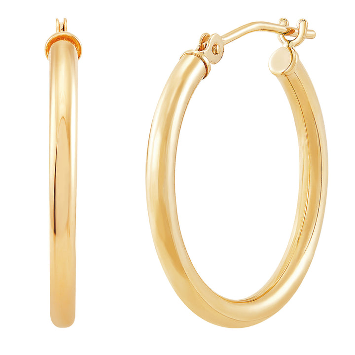 Round Polished Hoop Earrings in 14K Yellow Gold, 20MM