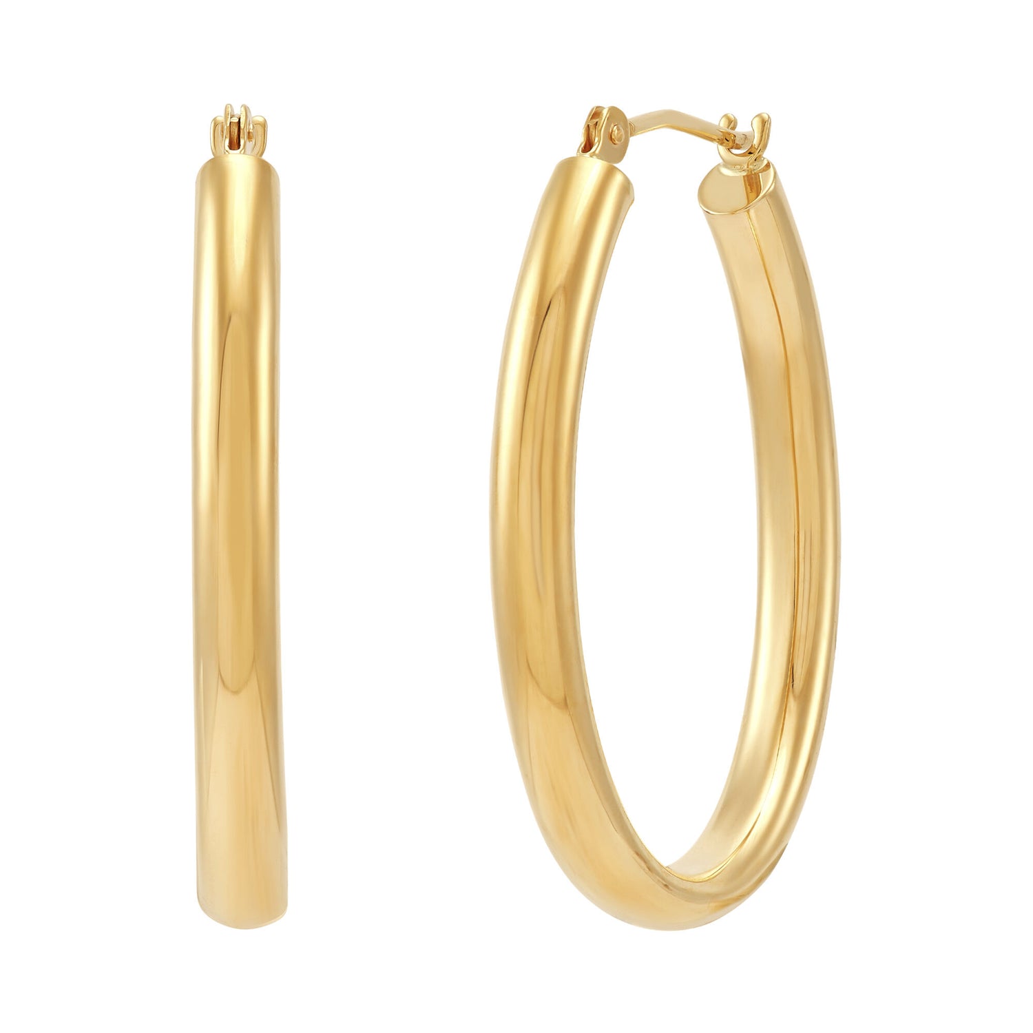 Oval Hoop Earrings in 14K Yellow Gold