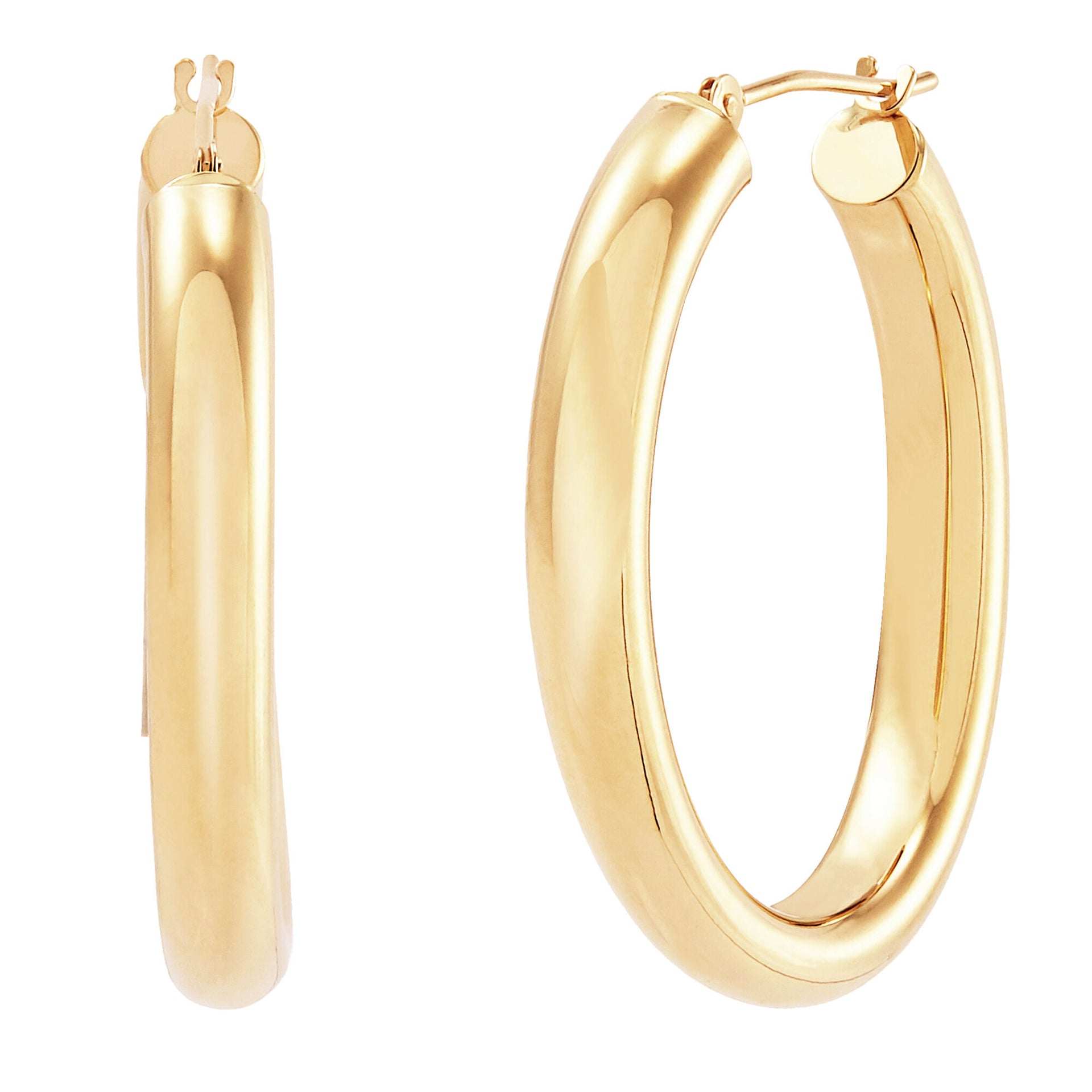 Oval Polished Hoop Earrings in 14K Yellow Gold