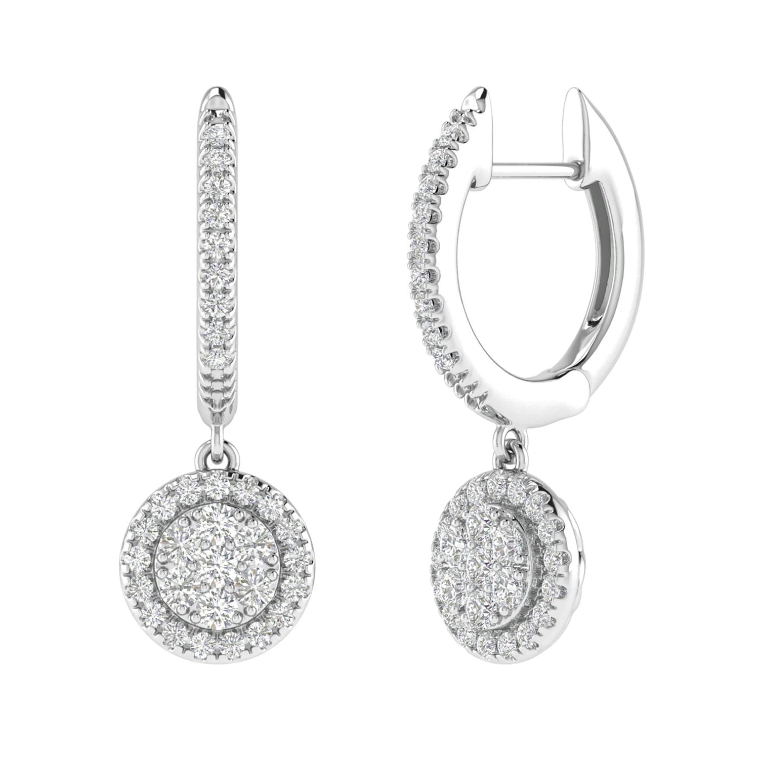 Diamond Drop Earrings in 14K White Gold (1/2 ct. tw.)