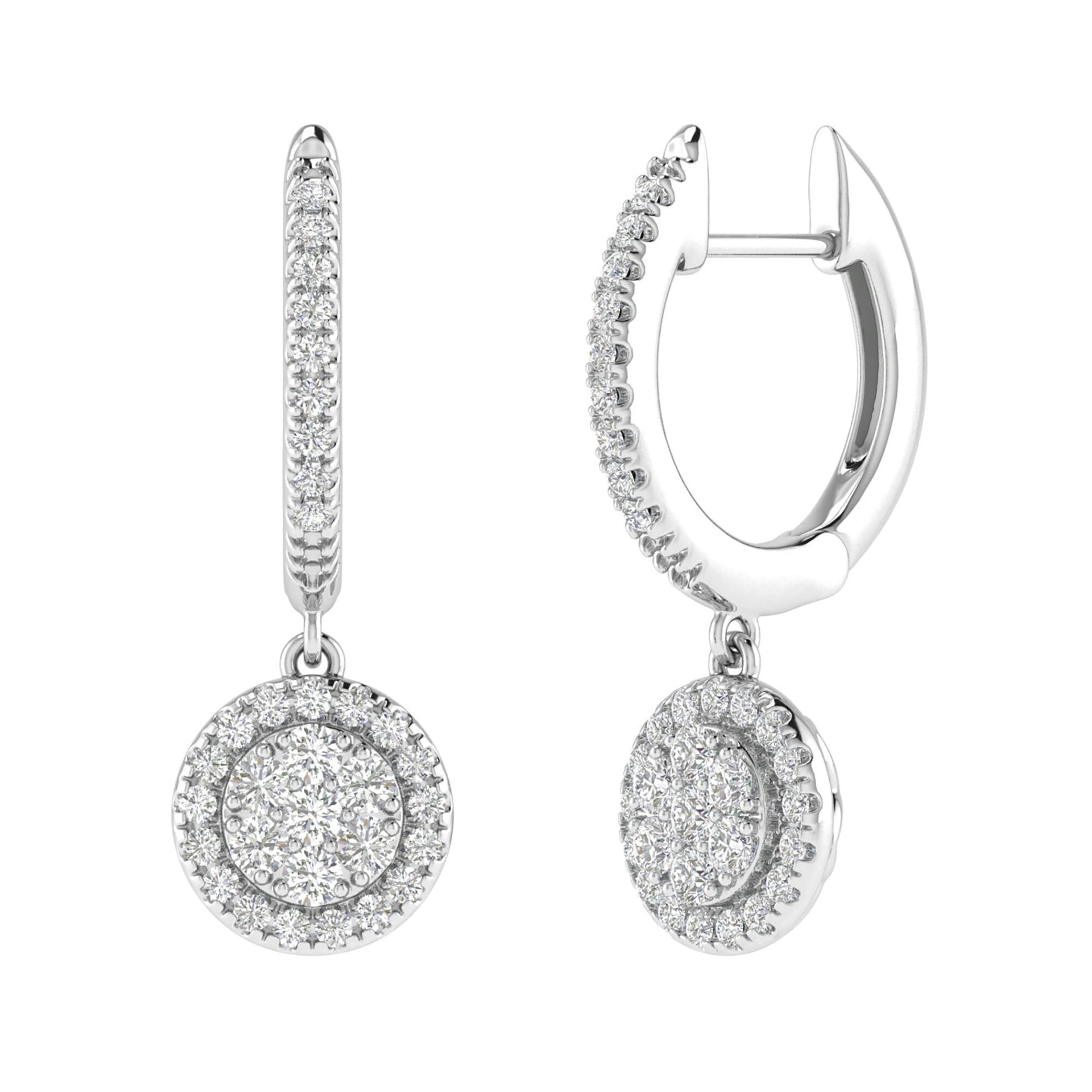 Diamond Drop Earrings in 14K White Gold (1/2 ct. tw.)