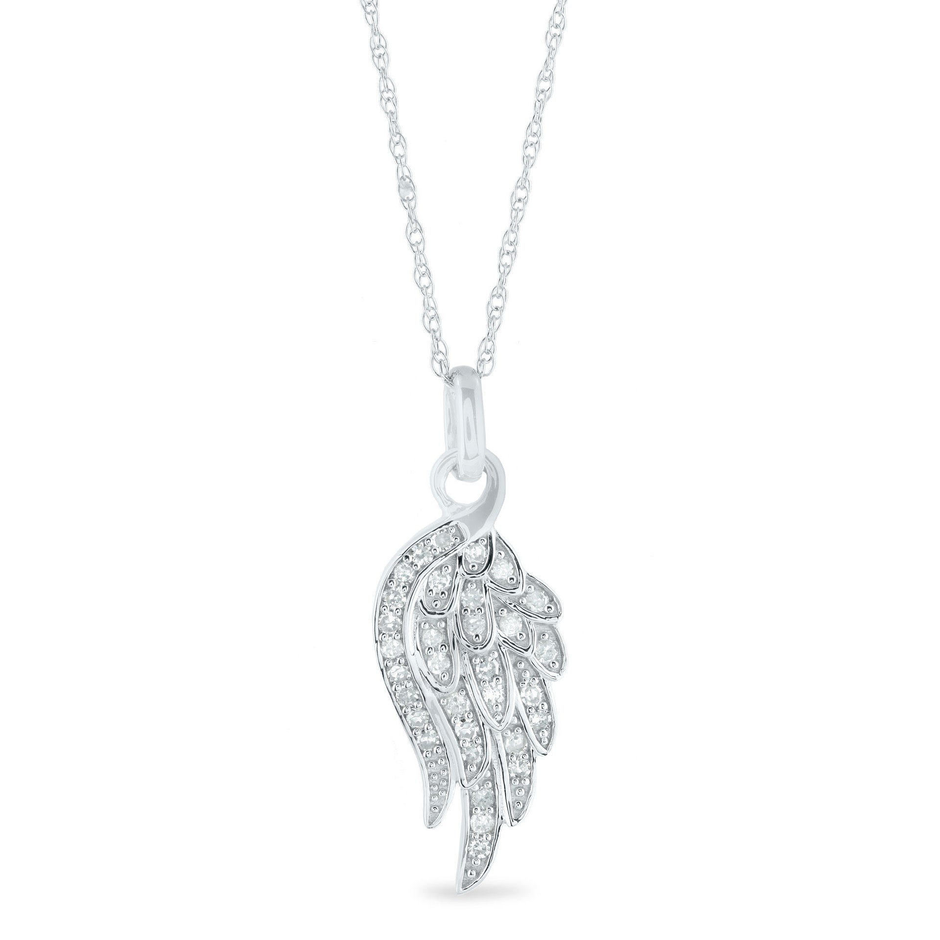 Diamond Wing Pendant in 14K White Gold (1/7 ct. tw.)