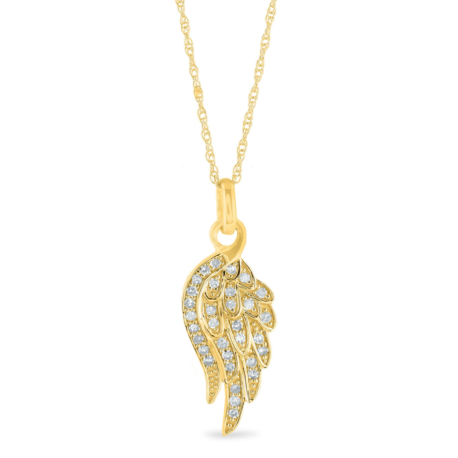 Diamond Wing Pendant in 14K Yellow Gold (1/7 ct. tw.)
