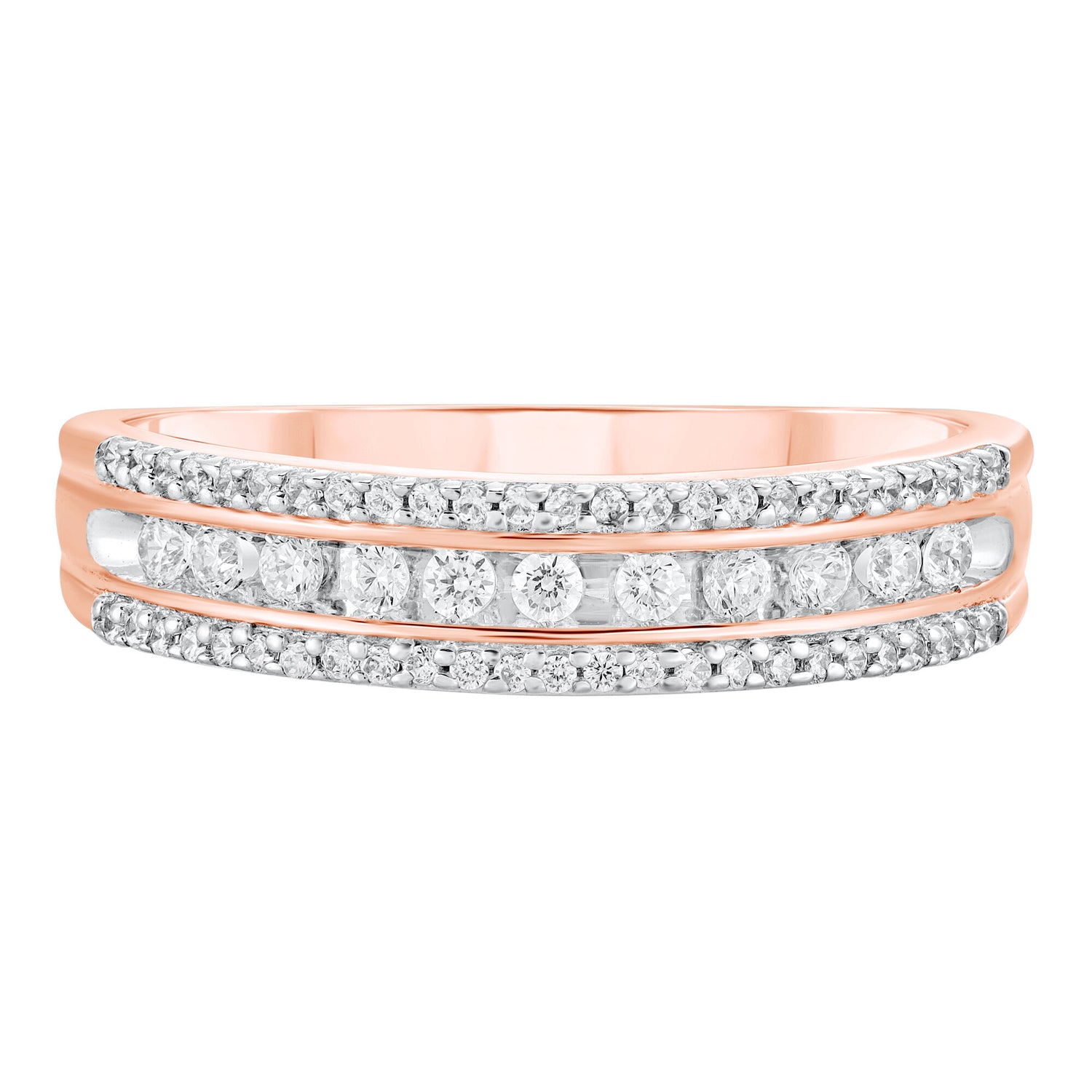 Multi-Row Diamond Wedding Band in 10K Rose Gold (1/4 ct. tw.)