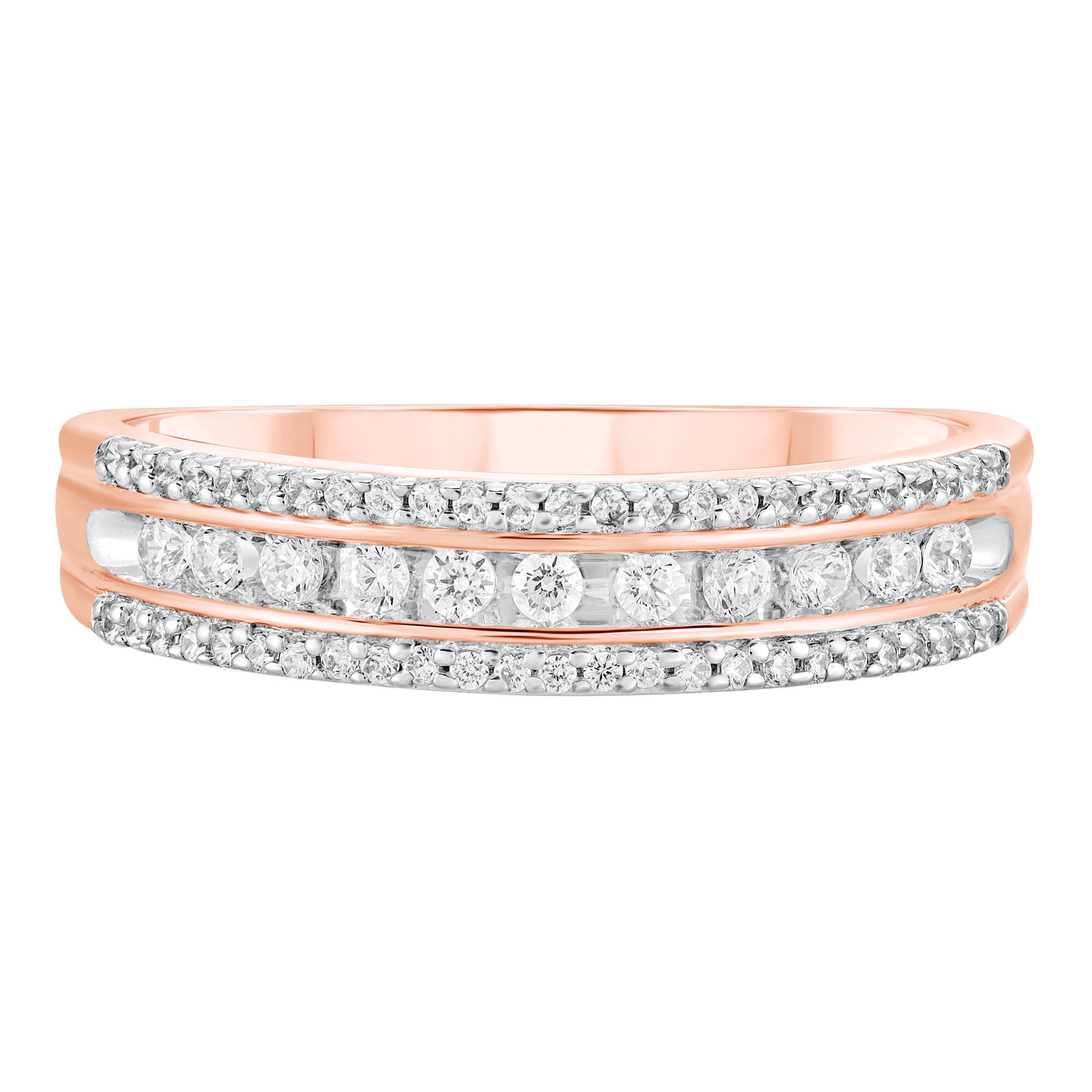 Multi-Row Diamond Wedding Band in 10K Rose Gold (1/4 ct. tw.)