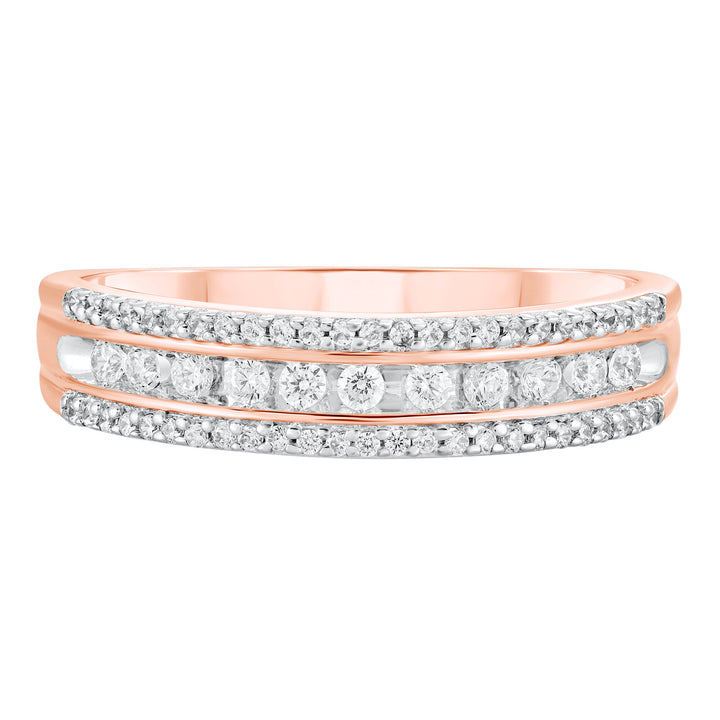 Multi-Row Diamond Wedding Band in 10K Rose Gold (1/4 ct. tw.)