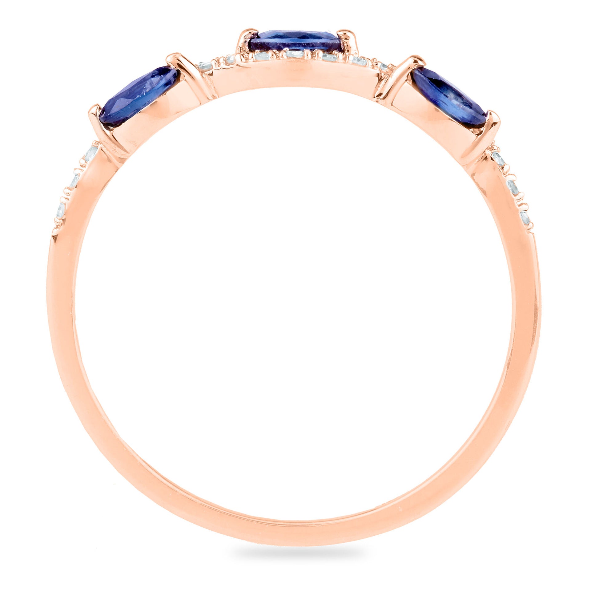 Blue Sapphire and Diamond Accent Ring in 14K Rose Gold