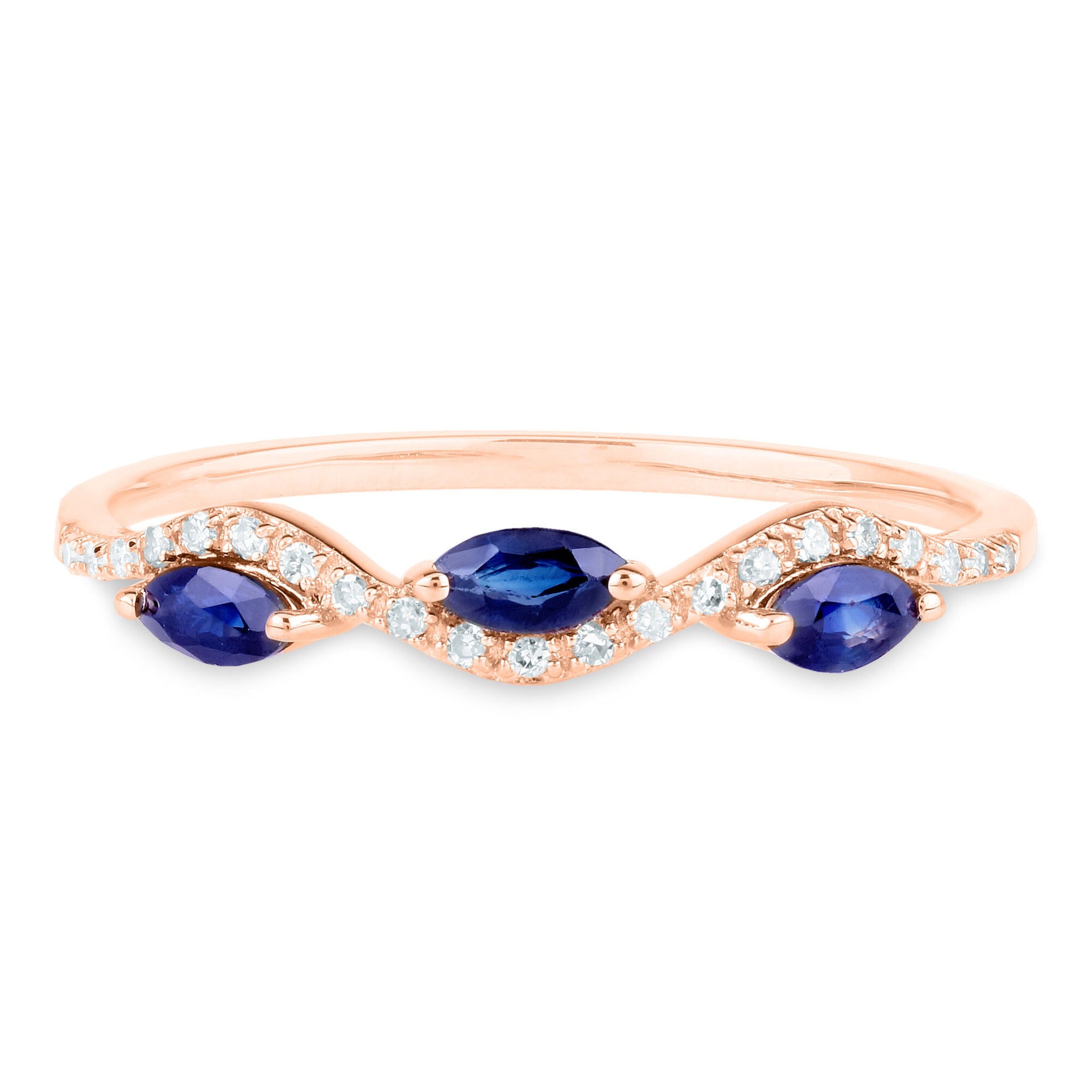 Blue Sapphire and Diamond Accent Ring in 14K Rose Gold