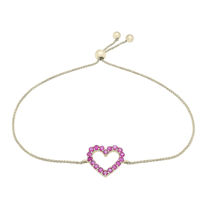 Ruby Heart Bolo Bracelet in 14K Yellow Gold