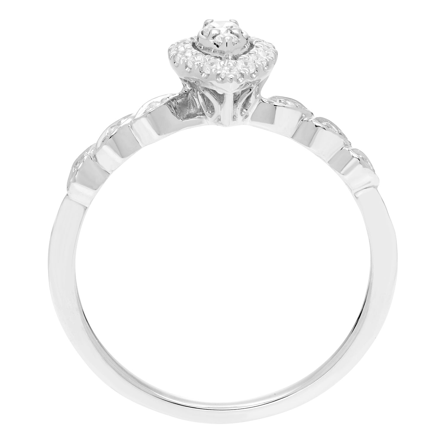 Pear-Shaped Diamond Promise Ring with Halo in 10K White Gold (1/5 ct. tw.)