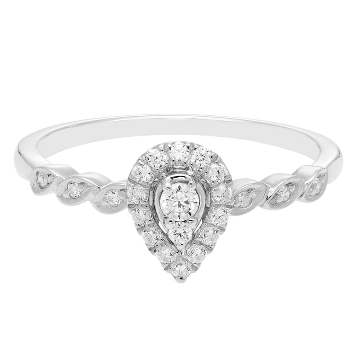 Pear-Shaped Diamond Promise Ring with Halo in 10K White Gold (1/5 ct. tw.)