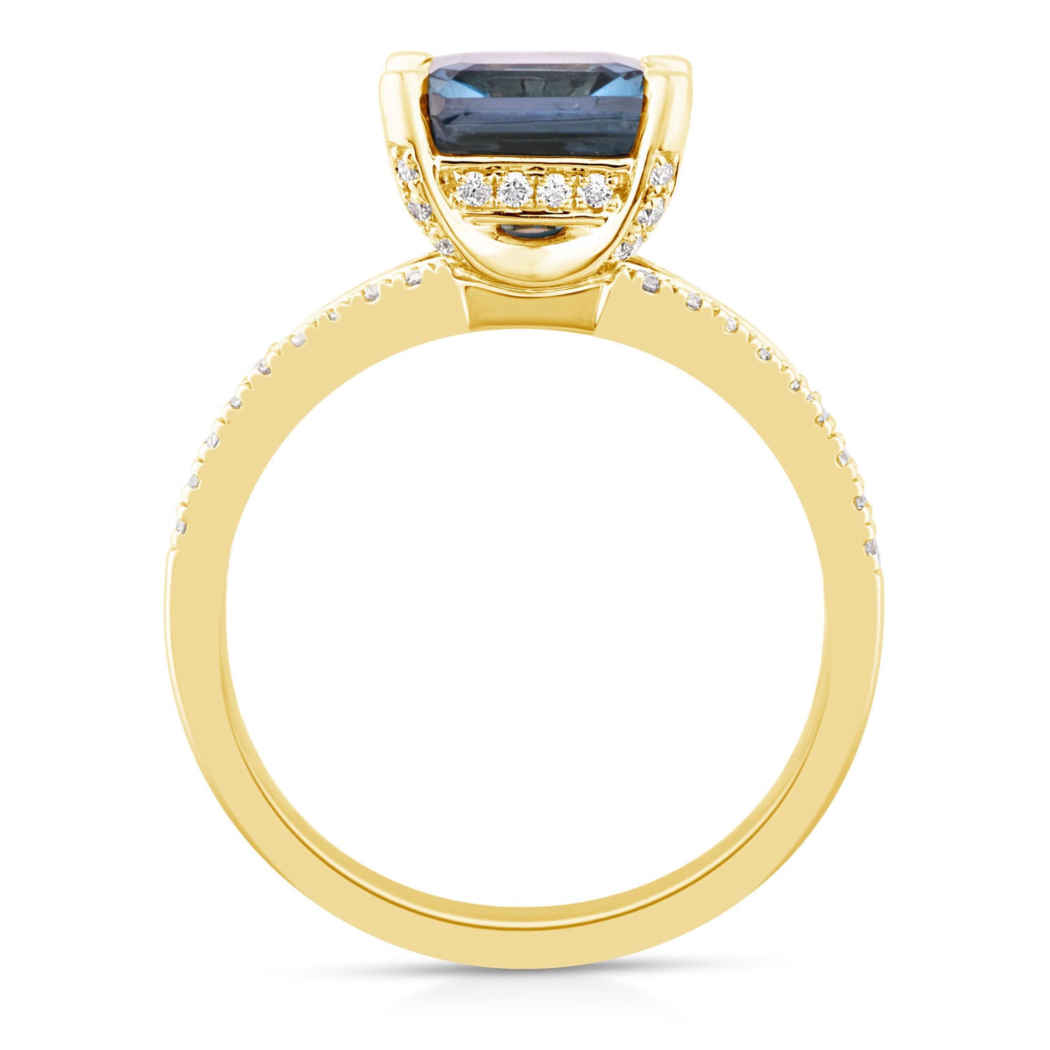 Blue Topaz Ring with Diamonds in 10K Yellow Gold (3/8 ct. tw.)