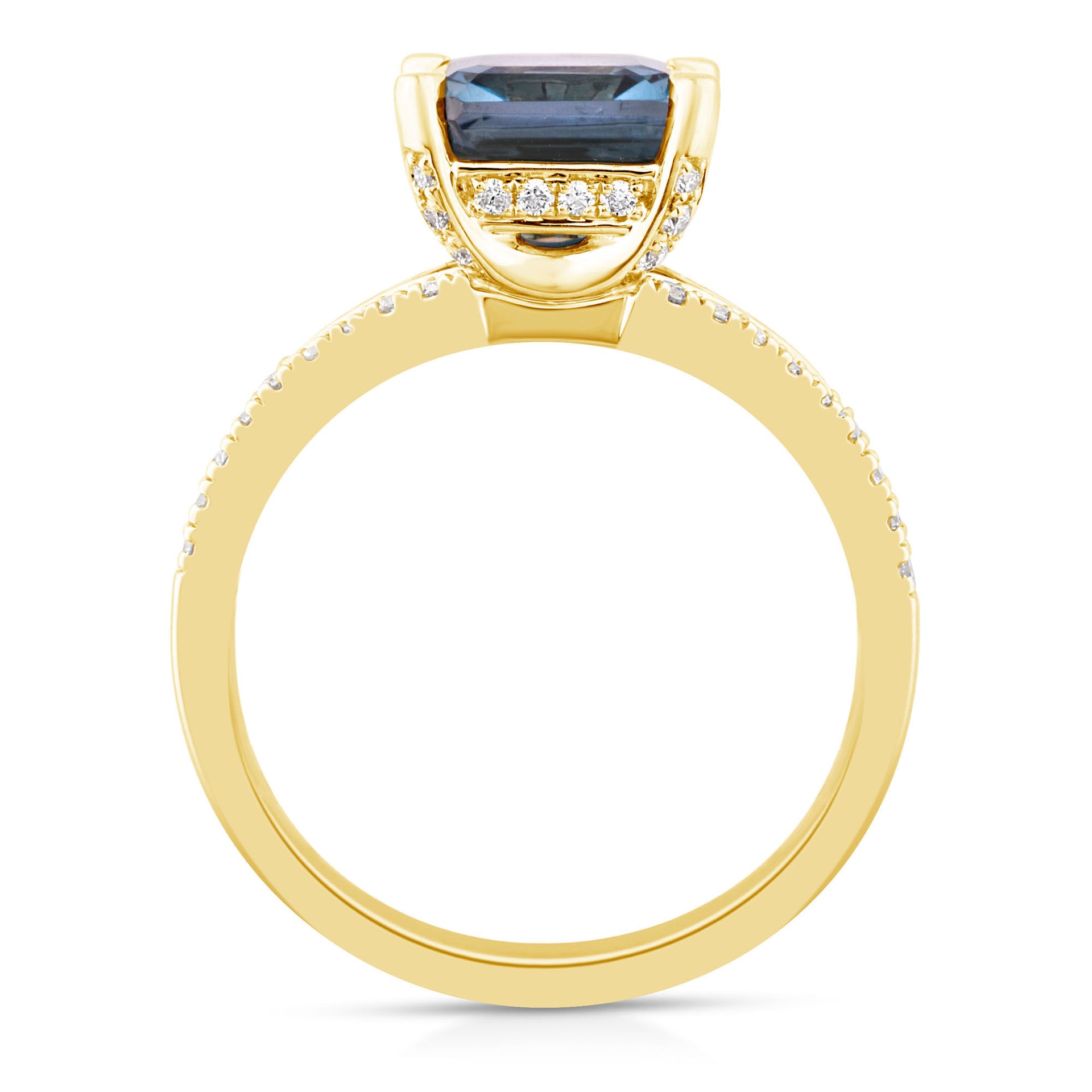 Blue Topaz Ring with Diamonds in 10K Yellow Gold (3/8 ct. tw.)