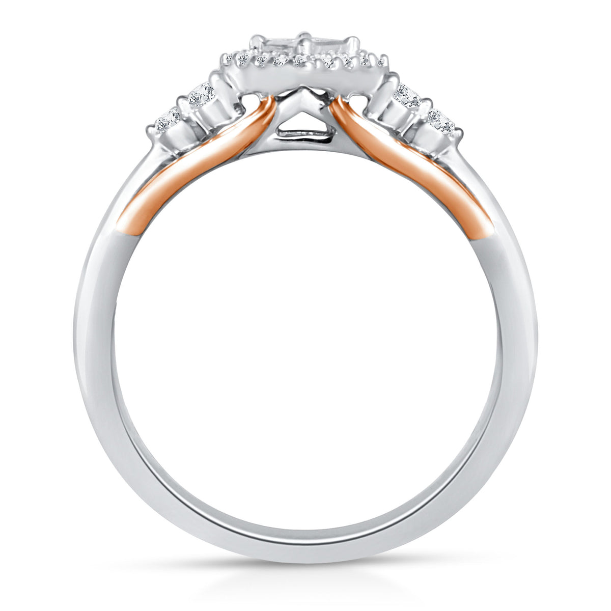 Diamond and Blue Sapphire Ring in 10K White and Rose Gold (1/7 ct. tw.)