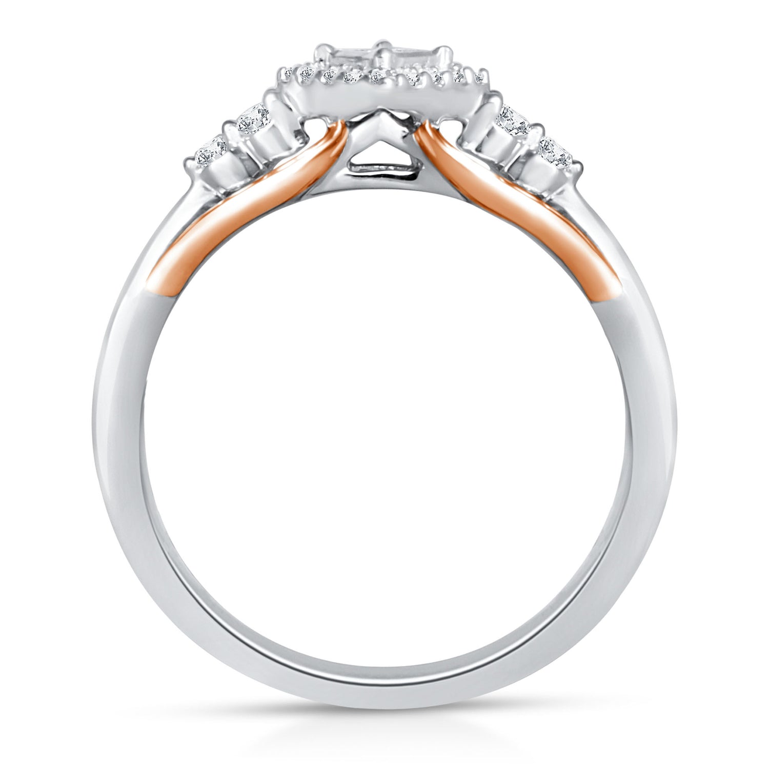 Diamond and Blue Sapphire Ring in 10K White and Rose Gold (1/7 ct. tw.)