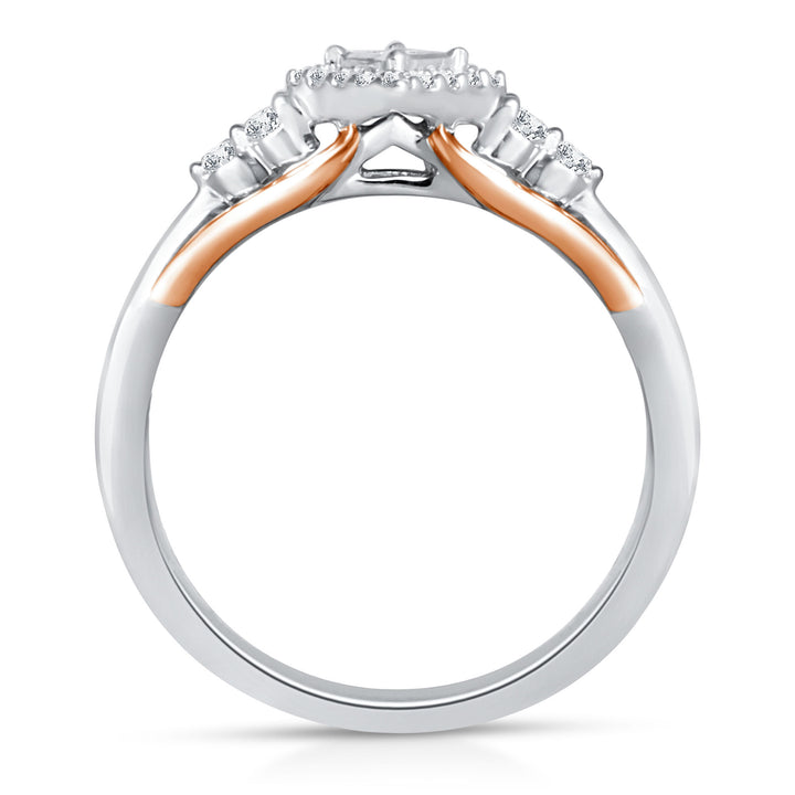 Diamond and Blue Sapphire Ring in 10K White and Rose Gold (1/7 ct. tw.)